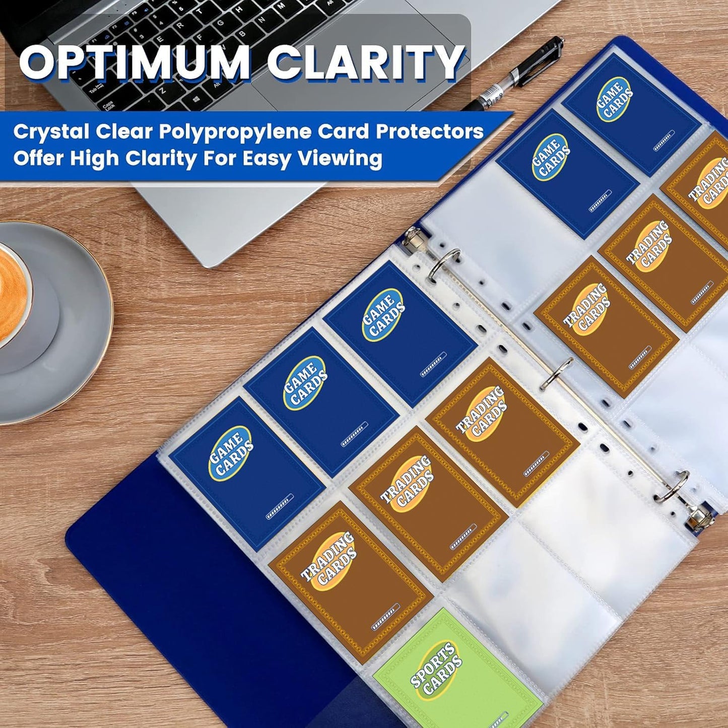 36pack Trading Card Sleeve, Holds 648 Cards, 9 Pocket Card Sleeves Binder Sheets for 3 Ring Binder, 11 Holes Trading Card Binder Sleeves Fit for MTG, Baseball, Game, Business Cards, Coupon