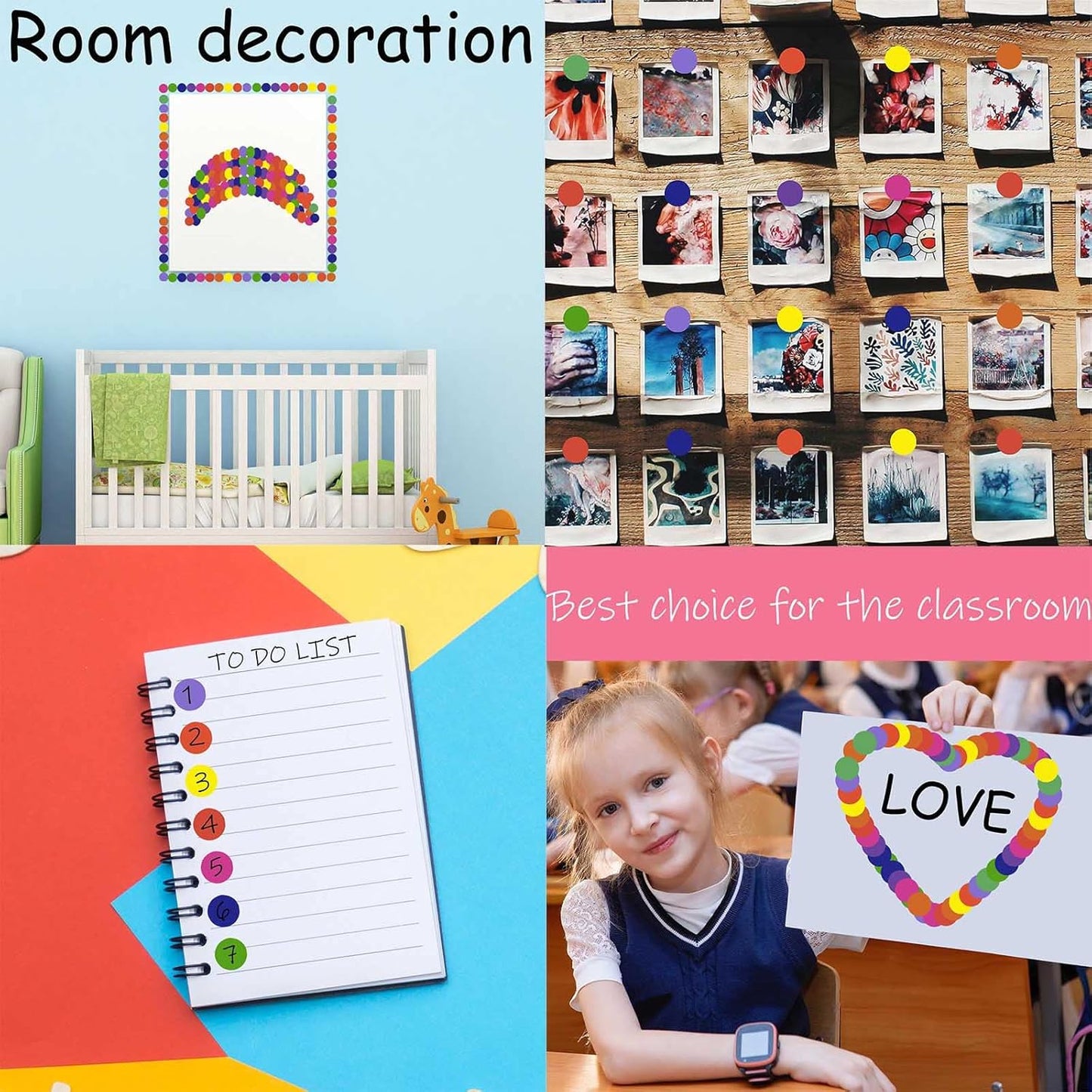 1400 PCS Colored Dot Stickers 1 Inch Round Color Coding Labels Circle Dots Labels Stickers Polka Circle Dot Stickers Label Sticker for Office, Classroom, Papers Etc