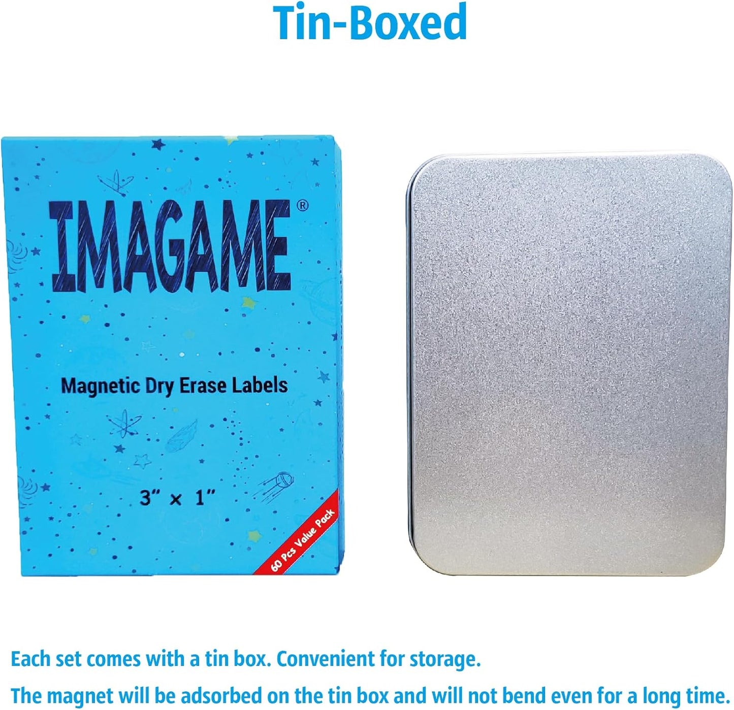 Magnetic Dry Erase Magnets Labels 3x1 inches, Reusable Name Tags, Organizing Schedules in Office/Classroom. Work on Fridge/White Board (White 60Pcs)