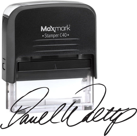 MaxMark Custom Signature Stamp - Large Size Self-Inking Stamp - Customized with Your Signature