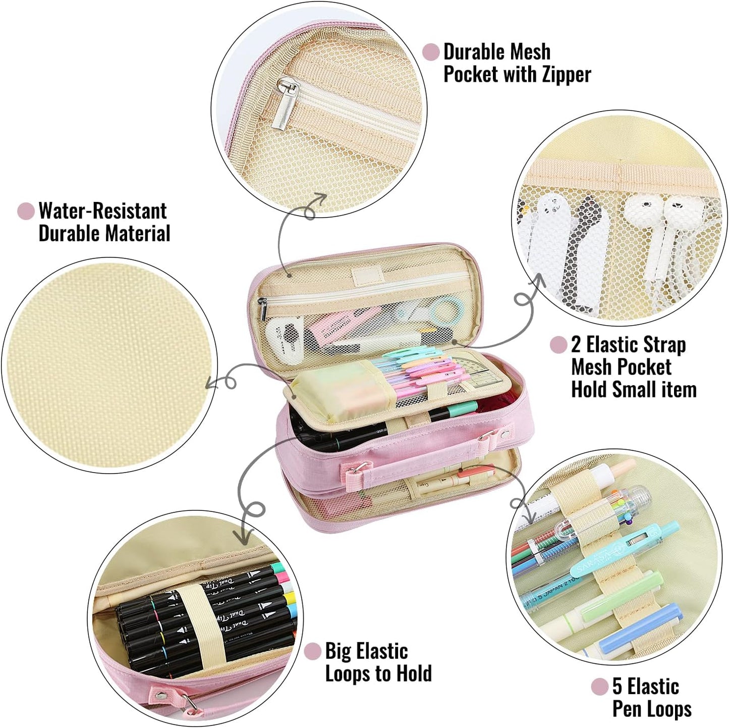 Pencil Case, Large Capacity Pencil Case Organizer; Double Zipper Storage Bag; Big Pencil Pouch for College School Office Teen Girl Boy Men Women Adult