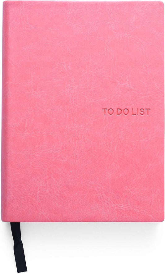 Daily to Do Checklist Notebook, Task Management, Organizer Planner, Hardcover, Ribbon Bookmark, 5.8 x 8.3”, A5 size, 110 Sheets (Pink)