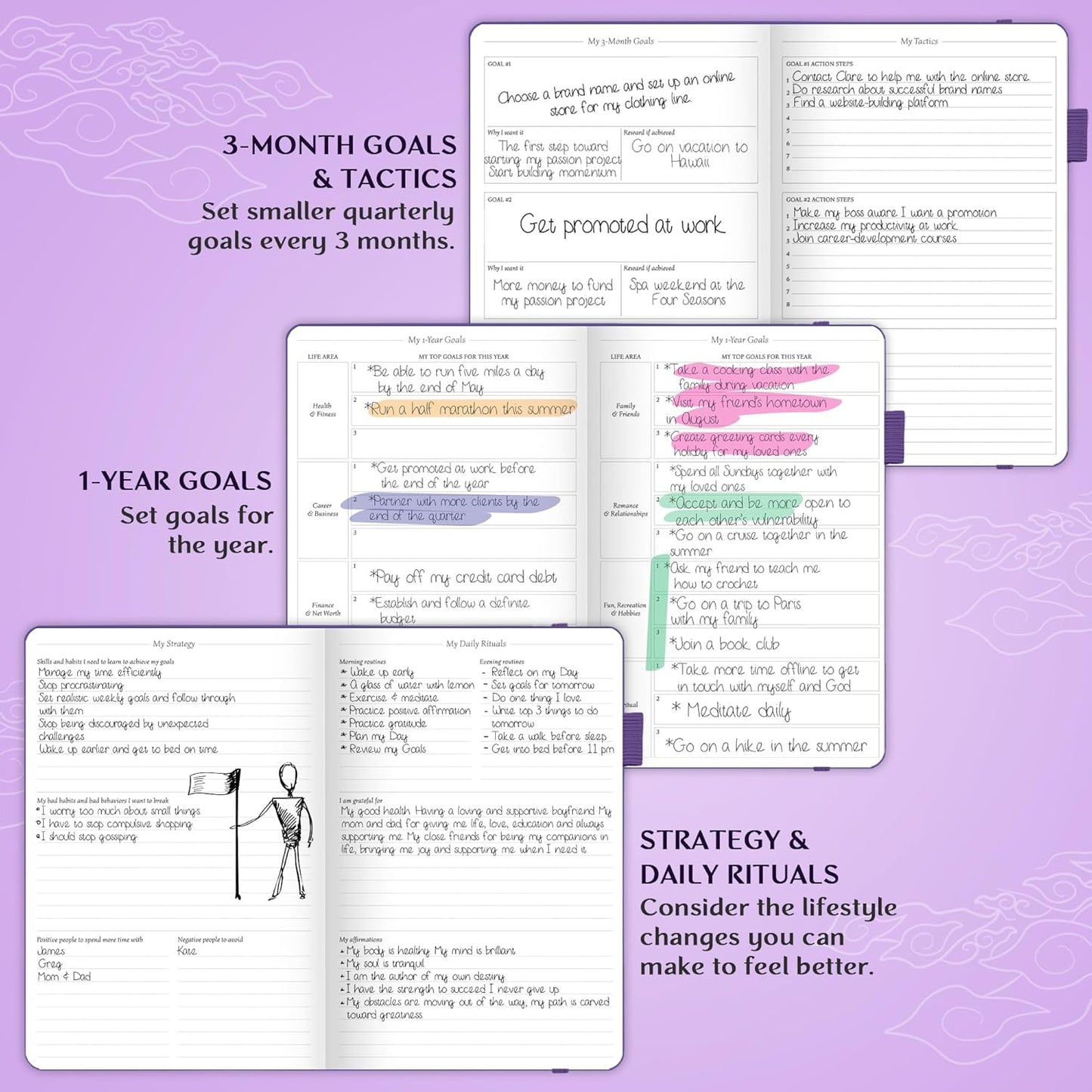 Legend Planner – Weekly & Monthly Life Planner to Hit Your Goals & Live Happier. Organizer Notebook & Productivity Journal. A5 (Purple)