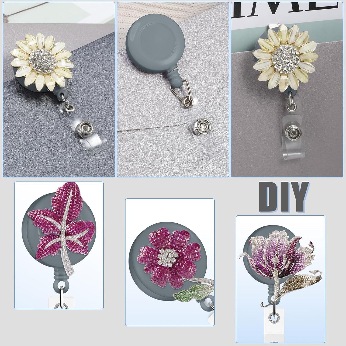 Zonon 100 Pieces Retractable Badge Reel Clips ID Card Holder Reel with Metal Belt Clip for Hanging Cards Key Chains, Name Badge Holders for Nurses Teachers Students(Gray)