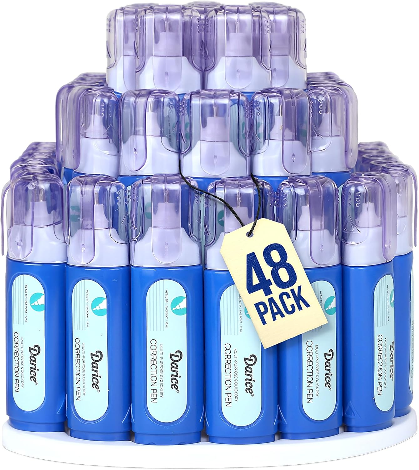 DARICE Liquid Correction Pen Box of 48 - Multi-Purpose Liquid White Out Pen with Metal Tip for School, Office & Home