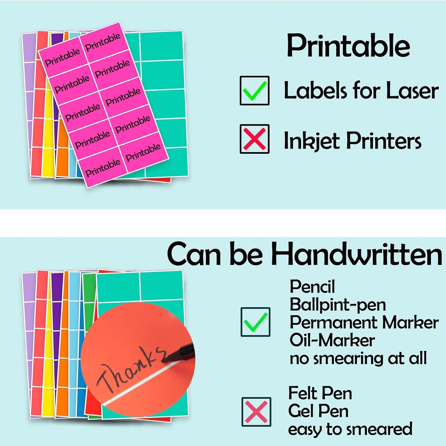 YSHIHE Colored Labels Stickers 3 x 2 Inch Rectangular Moving Labels 8 Colors Large Color Coding Labels - 240 Pack
