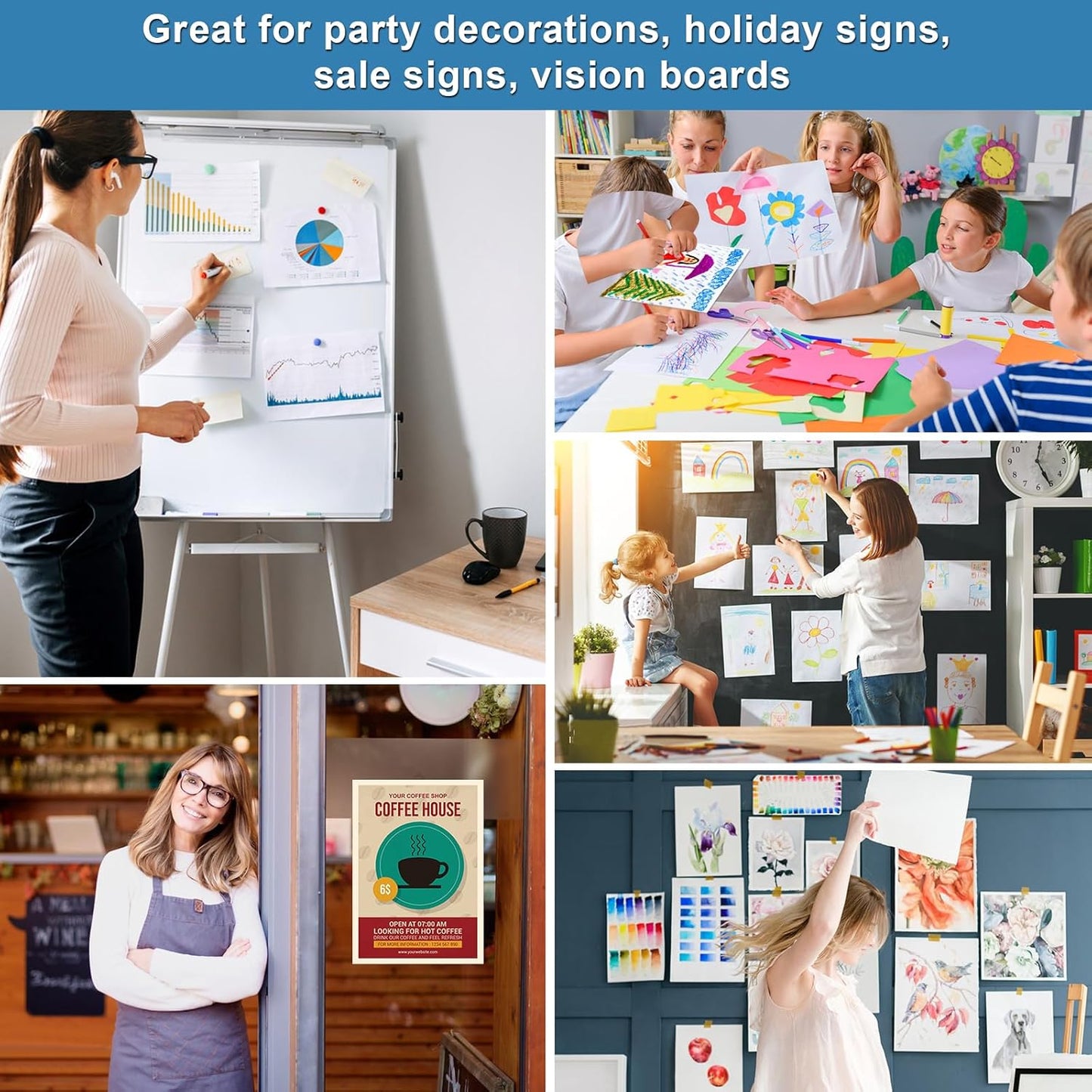 30 Pcs Poster Board 11" x 14" White Paper Bulk ROOKEA 250GSM Vision Boards Poster Paper for School Arts Craft Projects Drawing Display Office Vision Supplies