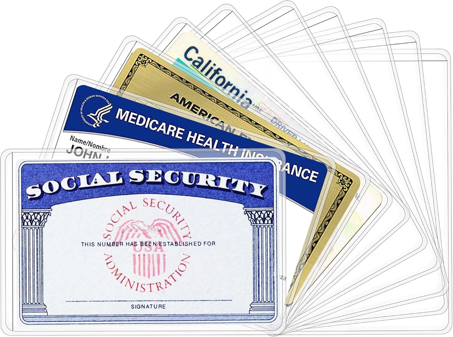 New Medicare Card Holder Protector Sleeves, Social Security Card Protector, 12 Mil Clear PVC Water Resistant Plastic Sleeves for New Medicare/Social Security/Business/ID/Credit Cards(6 Pack)