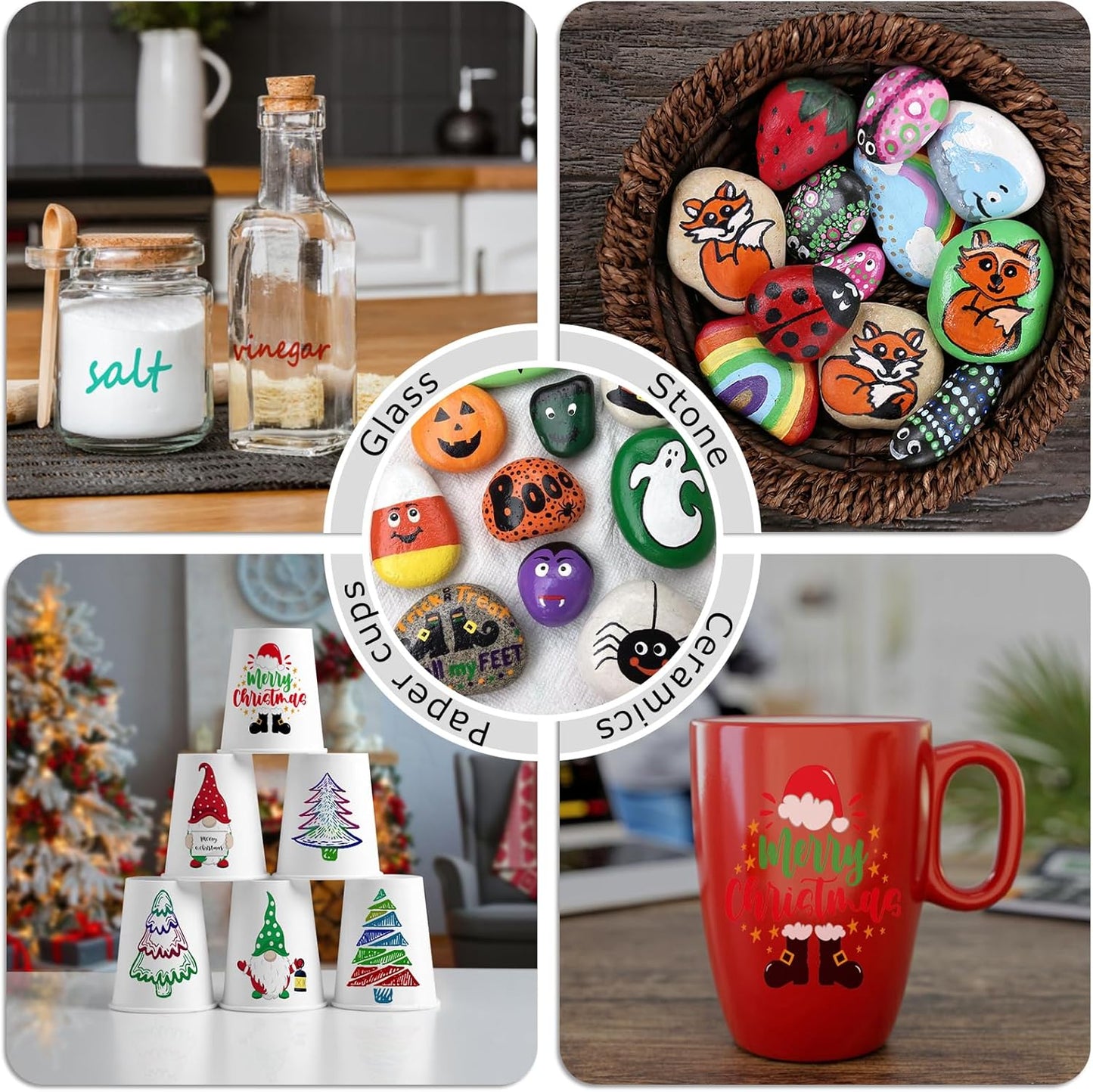 Brown Paint Markers, 2 Pack Oil-Based Waterproof Quick Dry Permanent Paint Pen Set for Rocks Painting, Wood, Fabric, Plastic, Canvas, Glass, Mugs, Metal, Tire, Stone, DIY Craft