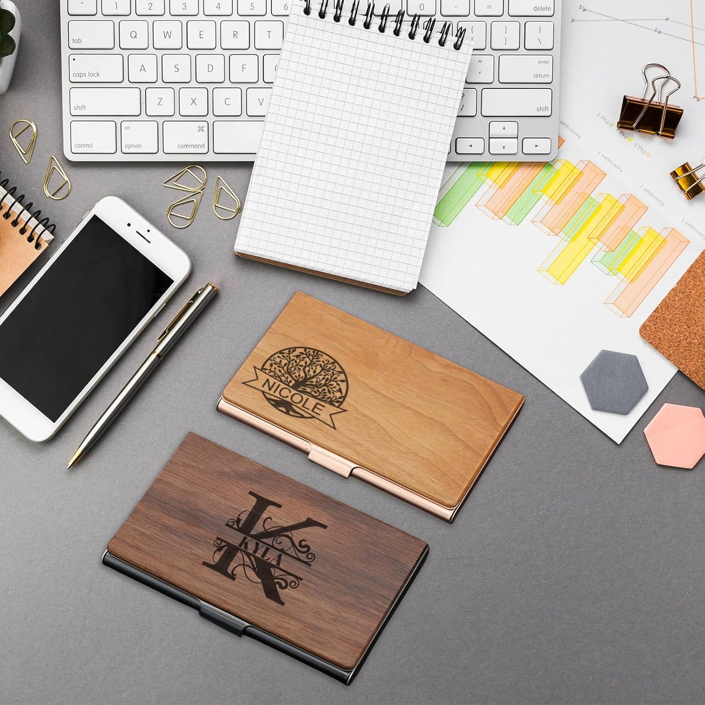 Taikuri Custom Business Card Holder Personalized Engraved Wooden Business Card Case Holder Customized Your Text/Logo for Women/Men as Business/Unique Gift
