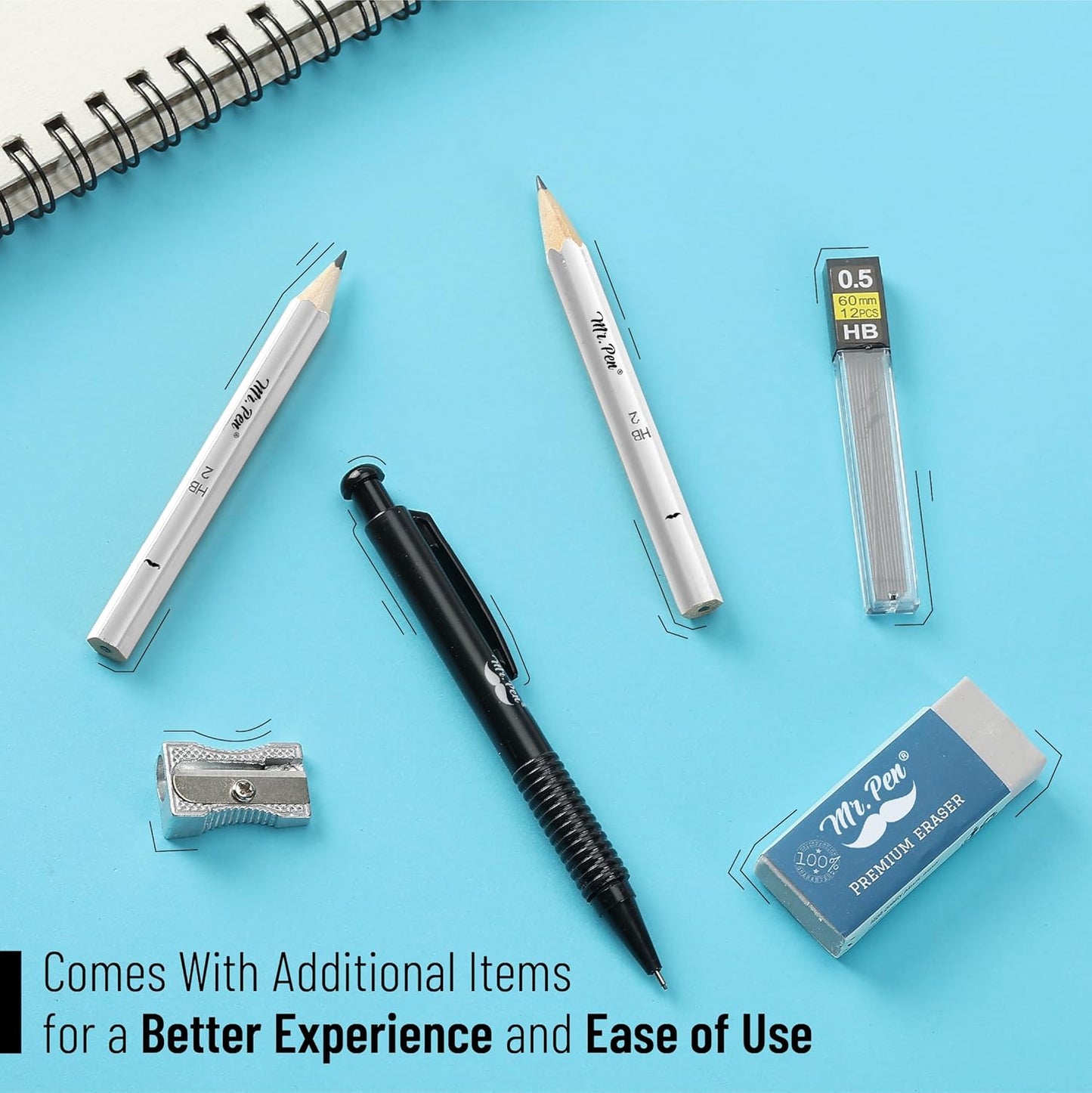 Mr. Pen- Geometry Set, 15 pcs, Light Blue, 6 Inch Swing Arm Protractor, Divider, Set Squares, Ruler, Compasses and Protractor