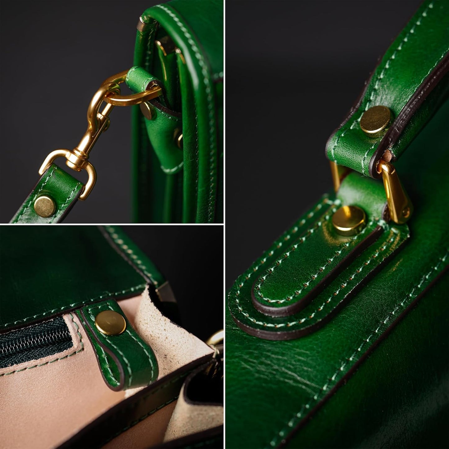 Time Resistance Leather Briefcase for Men - Italian Full Grain Leather Laptop Bag - Messenger Bag - Gift Box Included