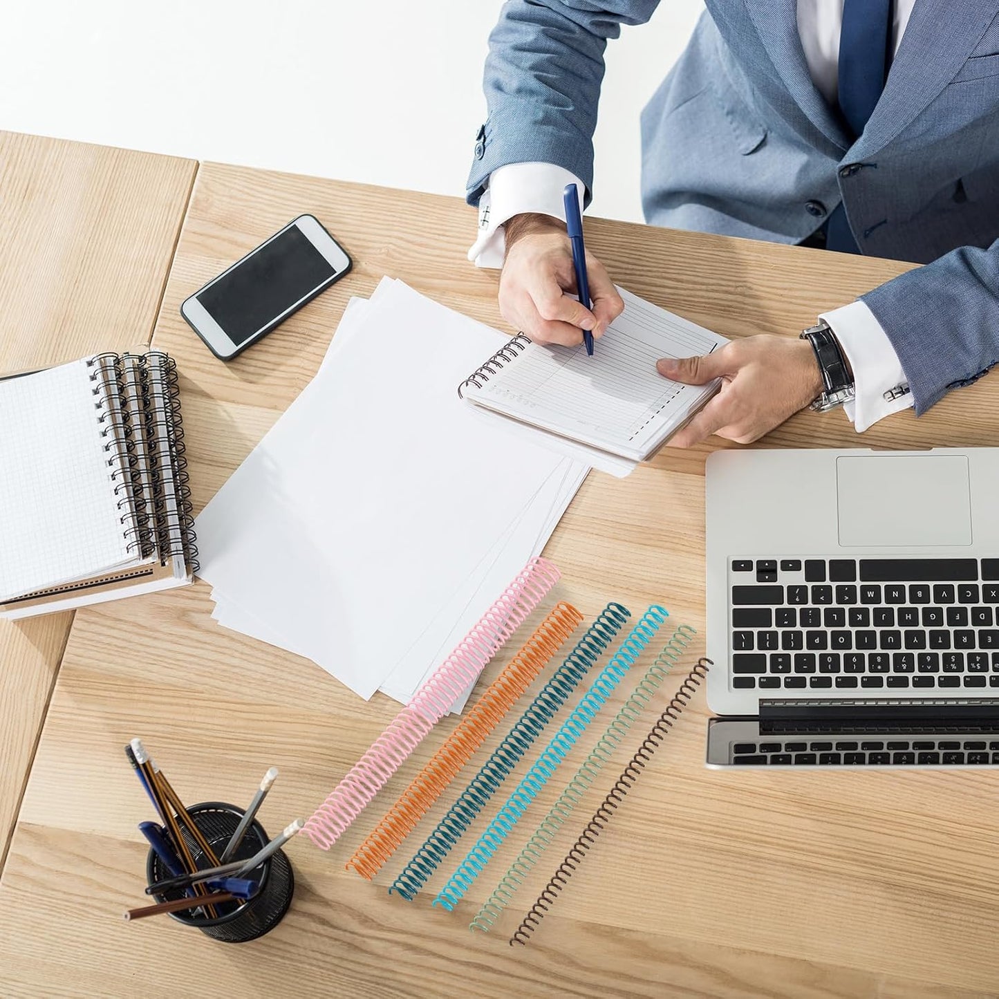 Leinuosen 120 Pack Plastic Spiral Binding Coils Kit Spirals Multi Size Coils for Binding Binder Combs Spines(1/4 5/16 3/8 1/2 5/8 3/4 Inch,Pastel Color)