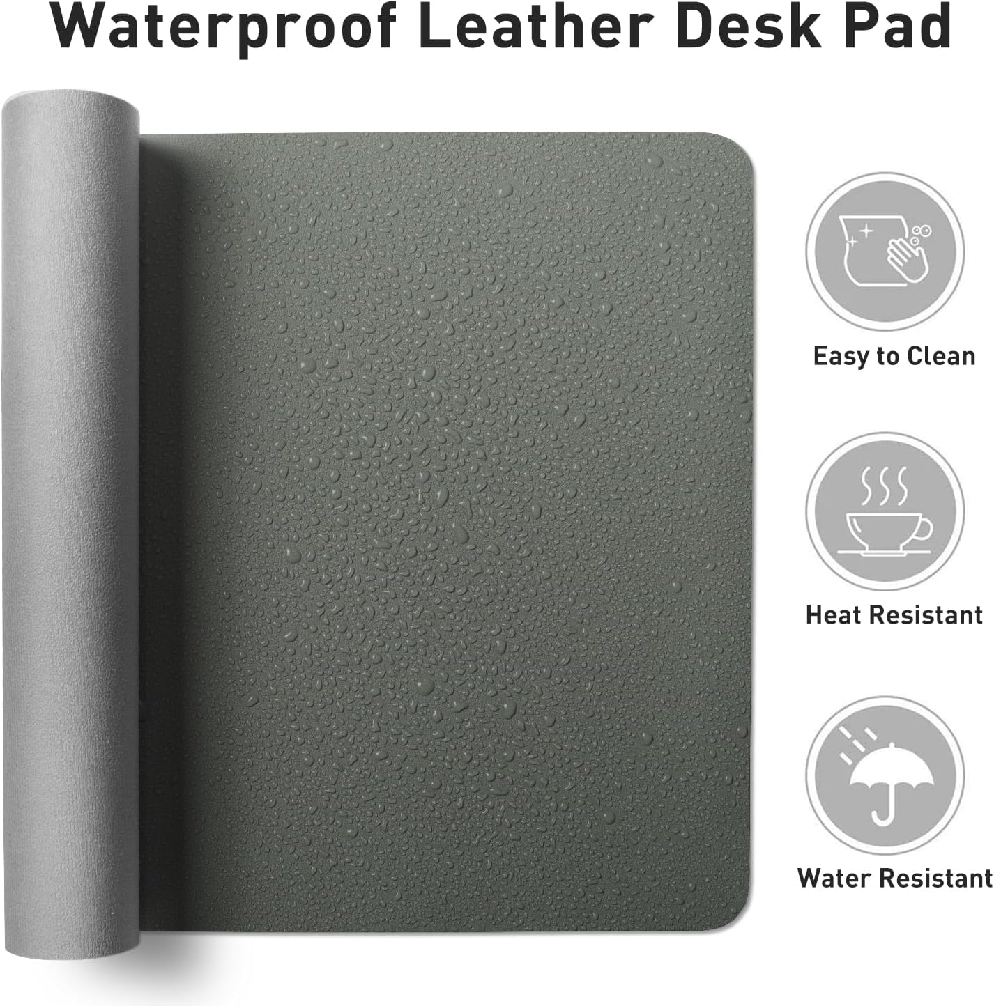 Aothia Leather Desk Pad Protector, Office Desk Mat, Large Mouse Pad, Non-Slip PU Leather Desk Blotter, Laptop Desk Pad, Waterproof Desk Writing Pad for Office and Home (48"x17", Jungle Green)