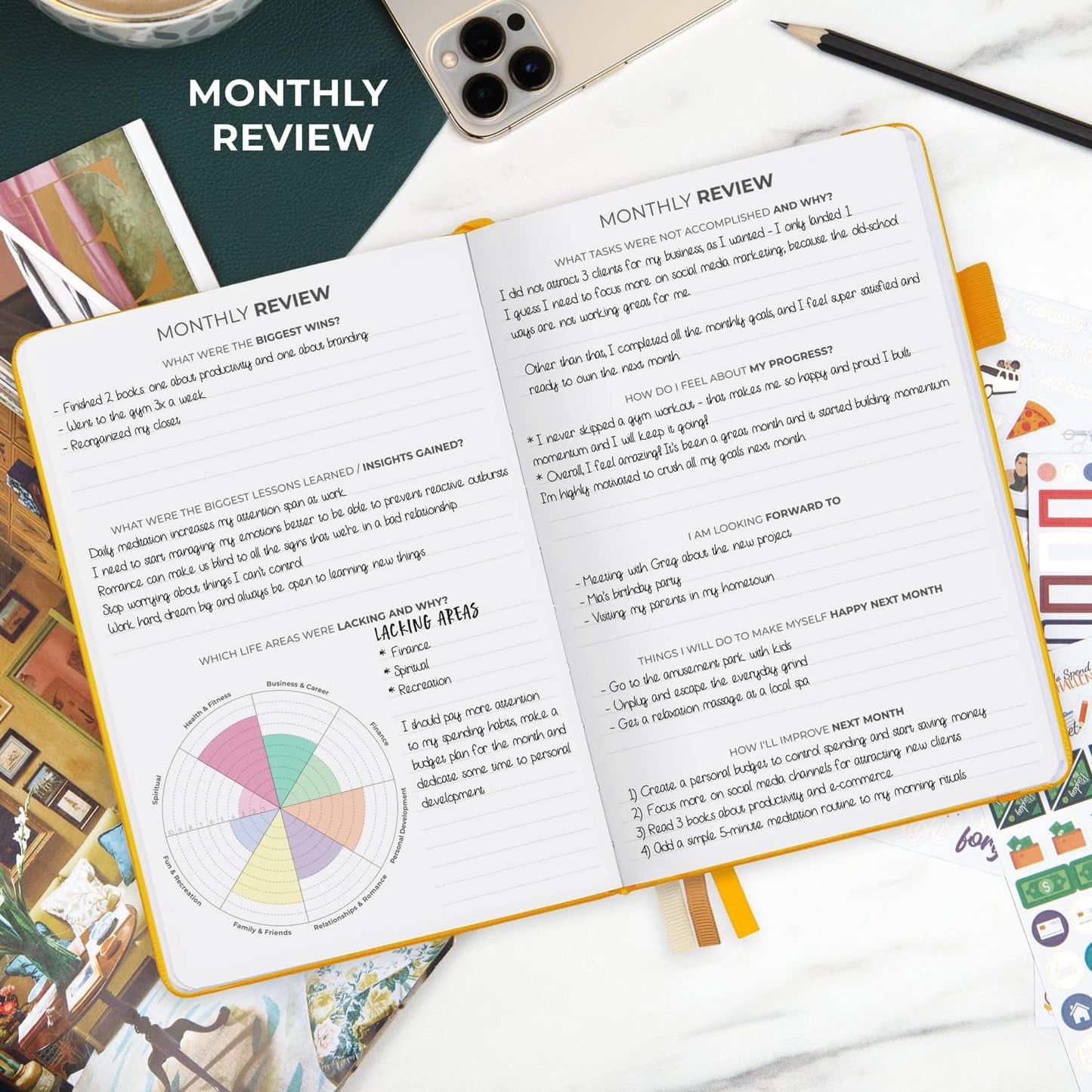 Clever Fox Dated Planner Premium 2025 – Weekly Agenda for Planning & Time Management –Notebook with Habit Tracker & To-do List (Amber Yellow)