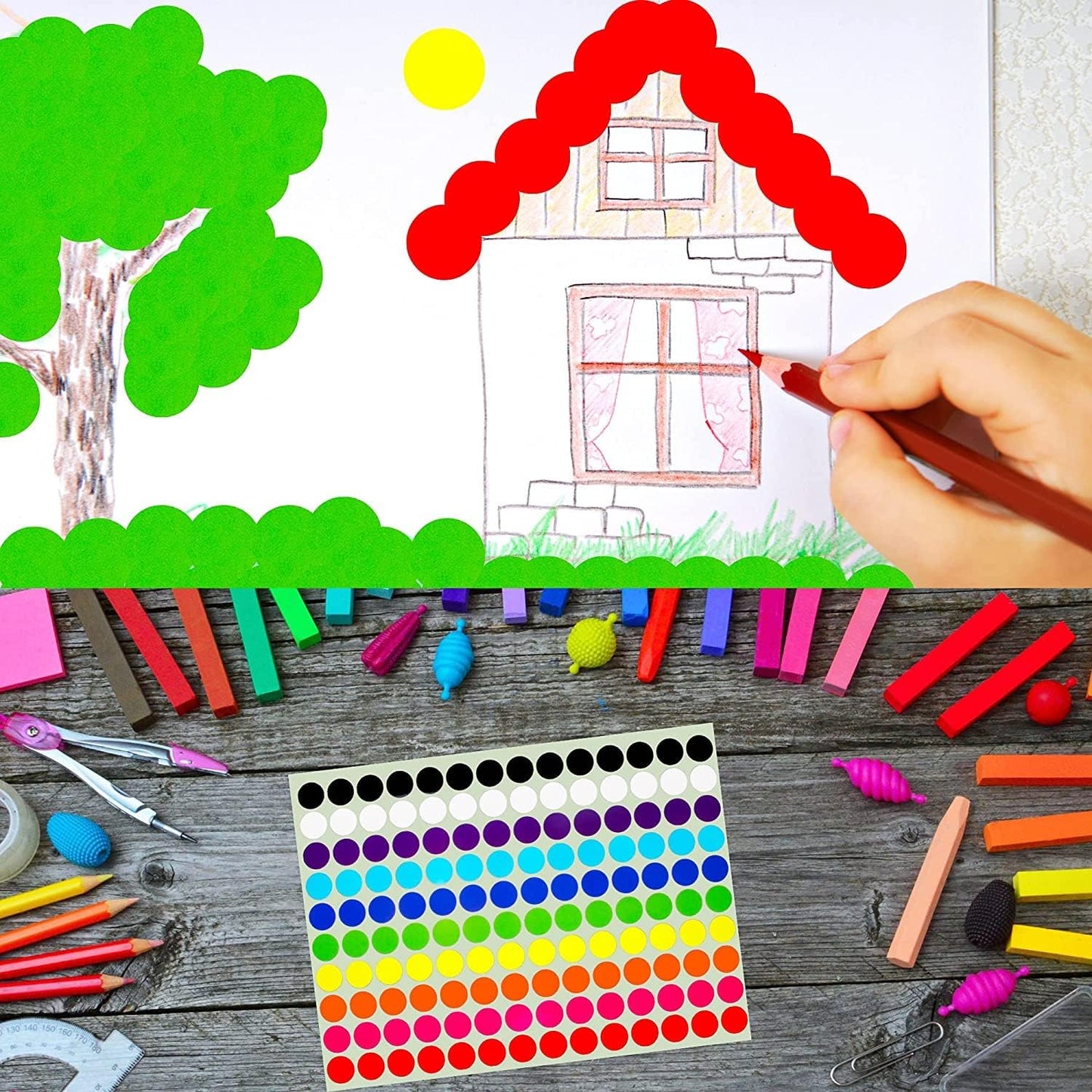 SHYGO® 1“ Brown Circle Dot Stickers Color Coding Labels, 1000PCS 2 Rolls