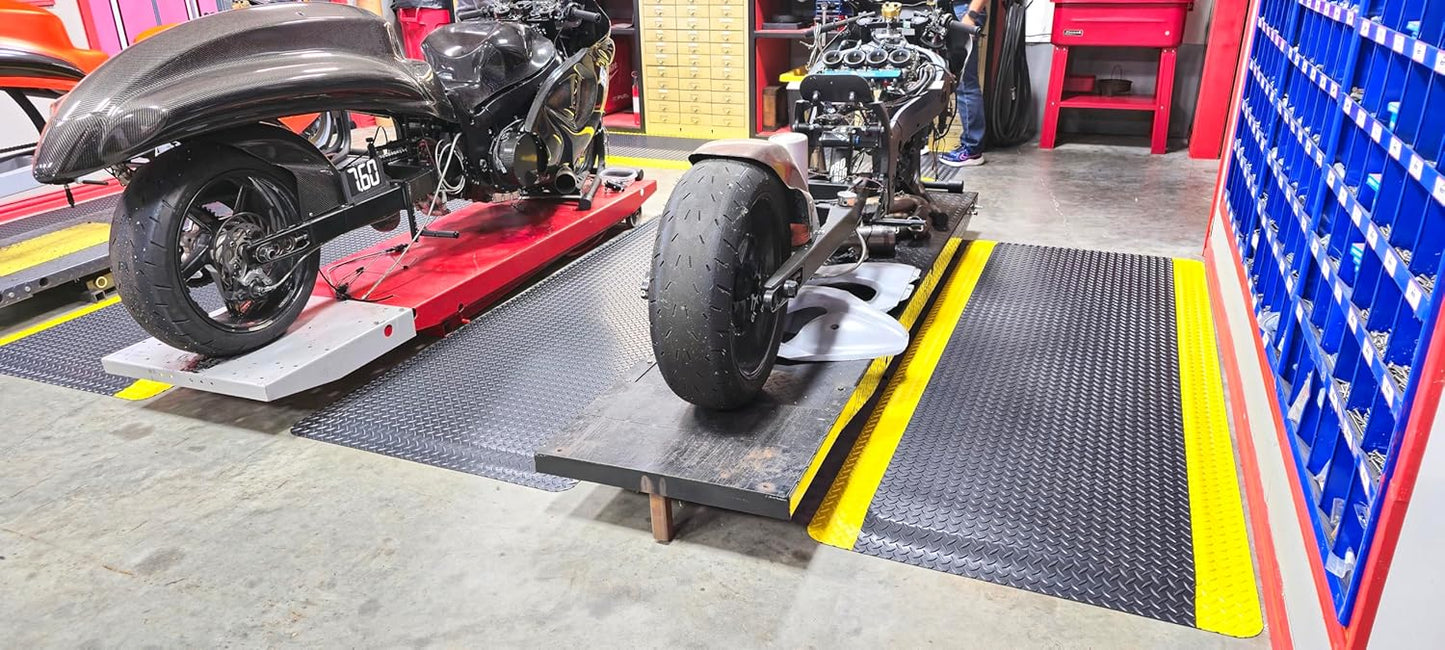 Rhino Mats, American Classic Diamond Anti-Fatigue Mats, Industrial Ergonomic Comfort Standing Mat for Work, Home, Garage, Office, Kitchen or Anywhere (Black/Yellow 9/16" Thick, 2 FT. x 18 FT.)