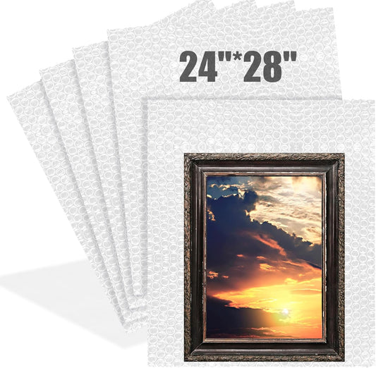 5 Pack 24 * 28 Inch Extra Large Bubble Pouches Clear Bubble Pouch Wrap Bags for Packing Shockproof Cushioning Wrap Bag for Shipping Moving Fragile Dishes China Plates Painting Fragile Items