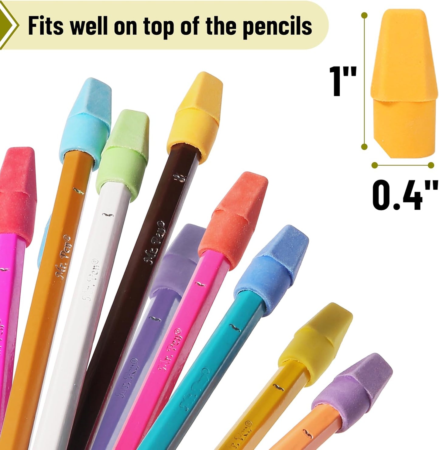 Mr. Pen- Pencil Erasers Toppers, 120 Pack, Colorful, Latex Free, No Smudge, Mr Pen Erasers for Pencils, Pencil Top Erasers, Eraser Caps, Eraser Tops