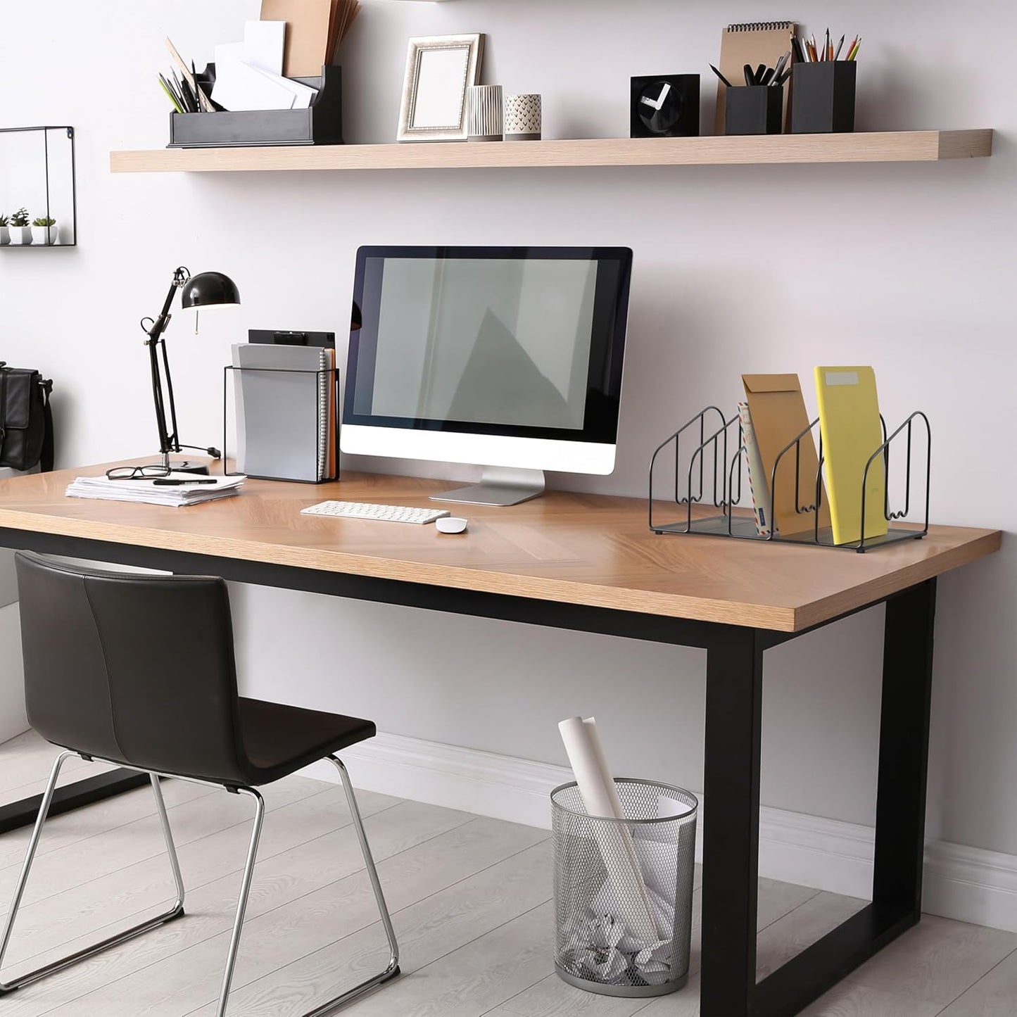 Deco Brothers File Sorter Organizer for Desk, 5 Sections, Black