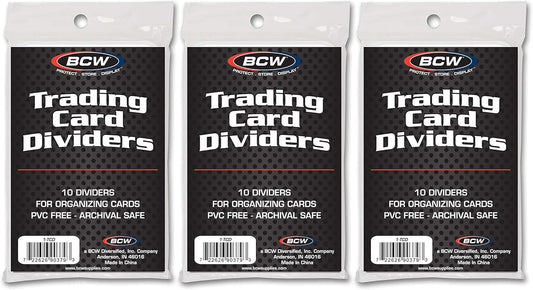 BCW Trading Card Dividers (30 Pack) | Archival Quality with Write-On Tabs | Fits 3200 & 5000 Super Monster Trading Card Storage Boxes