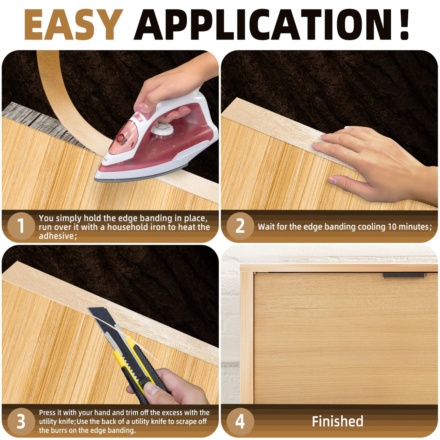 GSCIT Club Birch Edge Banding, 2 inch x 25ft roll of Veneer Edge Banding Preglued Flexible, Real Wood Tape Banding