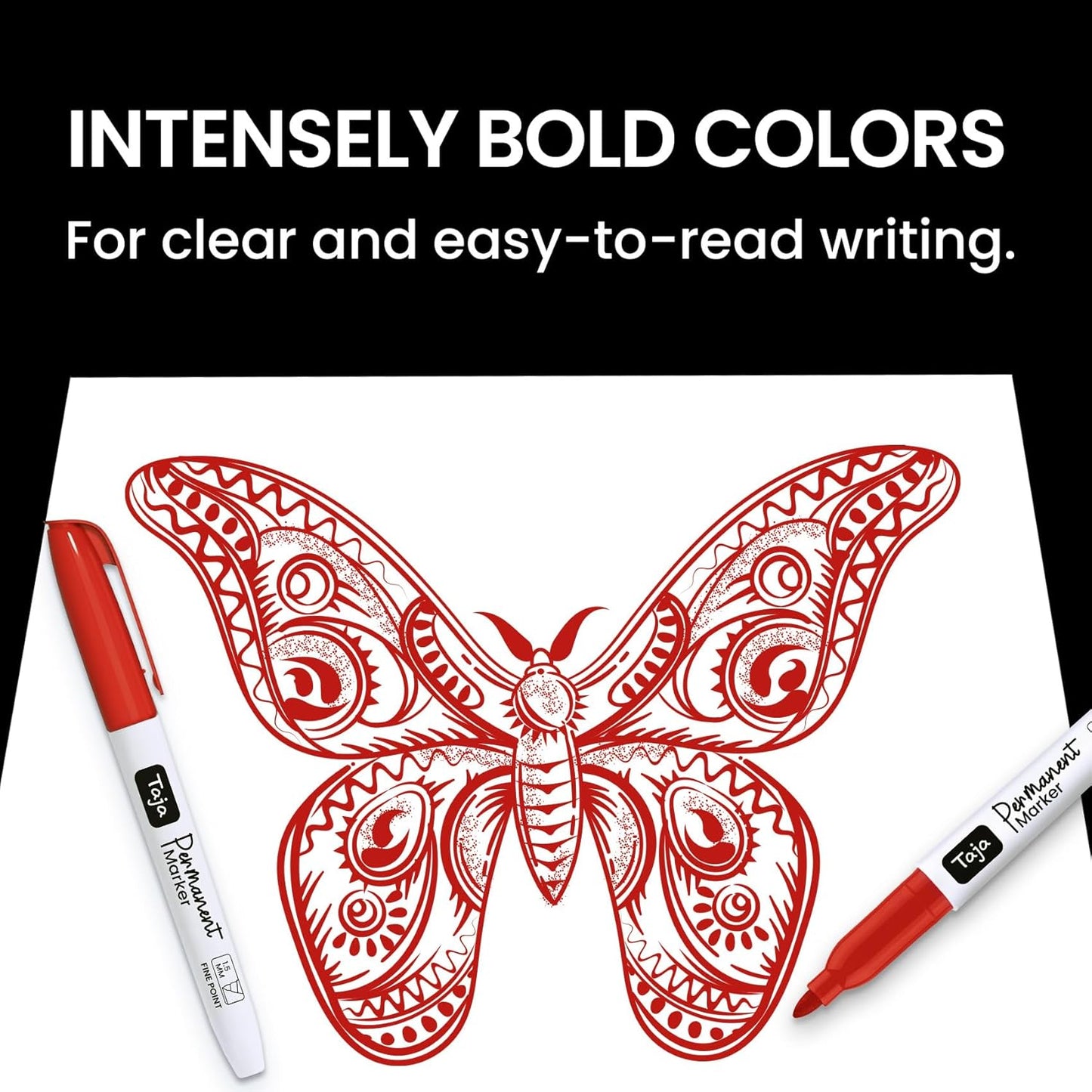 Permanent Markers Fine Tip, 30 Pack Red Quick-Drying and Fade-Resistant Permanent Markers Bulk Set for Writing and Drawing on Wood, Plastic, Metal, Glass, Stone, Ideal for Office School Supplies