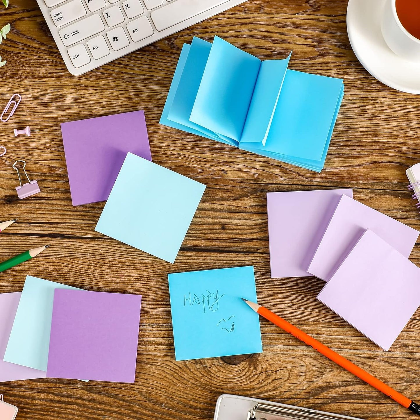 24 Pack Pop Up Sticky Notes 3 x 3 Refills 1200 Sheets Colored Sticky Notes Self Adhesive Memo Pads for Home Office Supplies(Purple Blue, Classic)