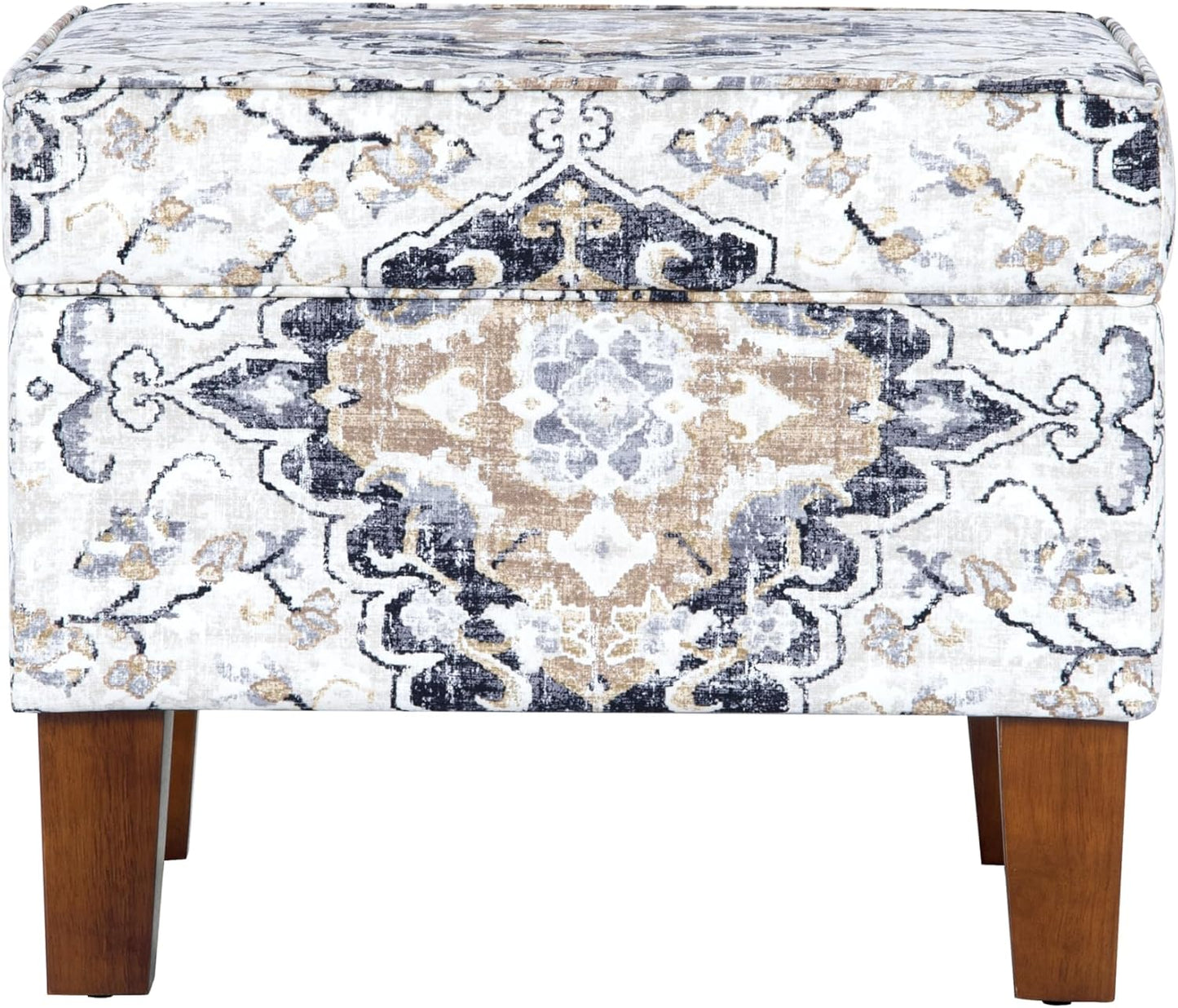 Home Decor | Dinah Collection Modern Storage Ottoman | Ottoman with Storage for Living Room & Bedroom(Antiqued Ebony Cream)