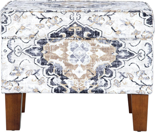 Home Decor | Dinah Collection Modern Storage Ottoman | Ottoman with Storage for Living Room & Bedroom(Antiqued Ebony Cream)