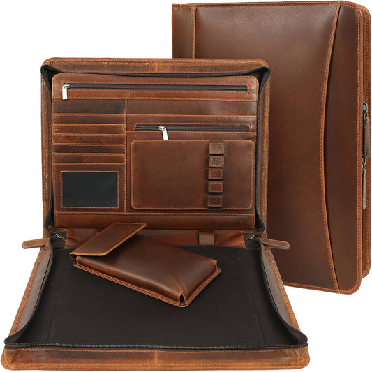 Leather Portfolio Organizer Folio Leather Padfolio Portfolio Binder Portfolio Folder Leather Portfolio for Men Women Business Notebook Cover Resume Folder Legal Pad Portfolio Notebook Holder - ELIZO