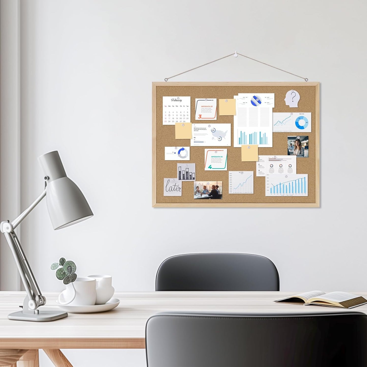 Cork Board Bulletin Board,24x18 Cork Board for Office with Pin Oak Wood Boards,Message Board or Vision Board Decoration.