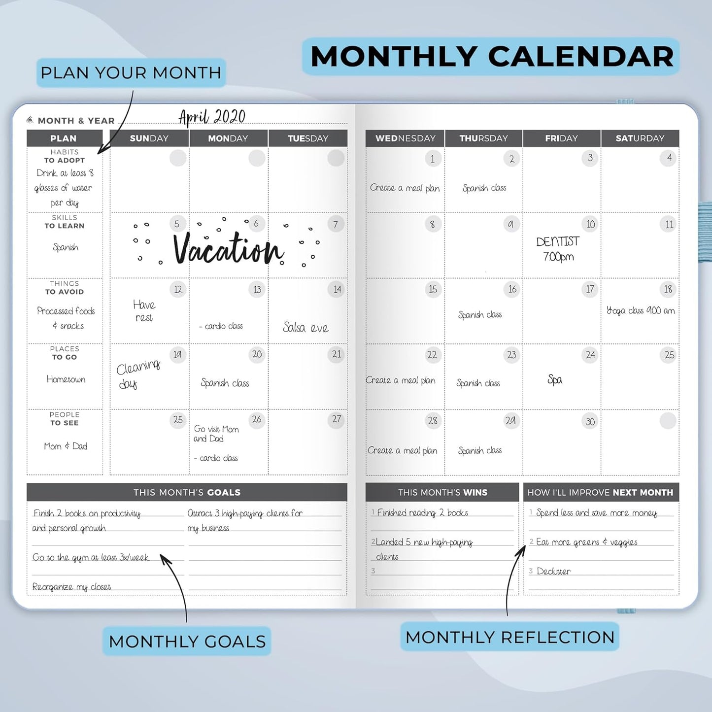 Clever Fox Planner – Undated Weekly & Monthly Planner for Productivity, Time Management & Goals – Organizer Journal – A5 (Periwinkle)