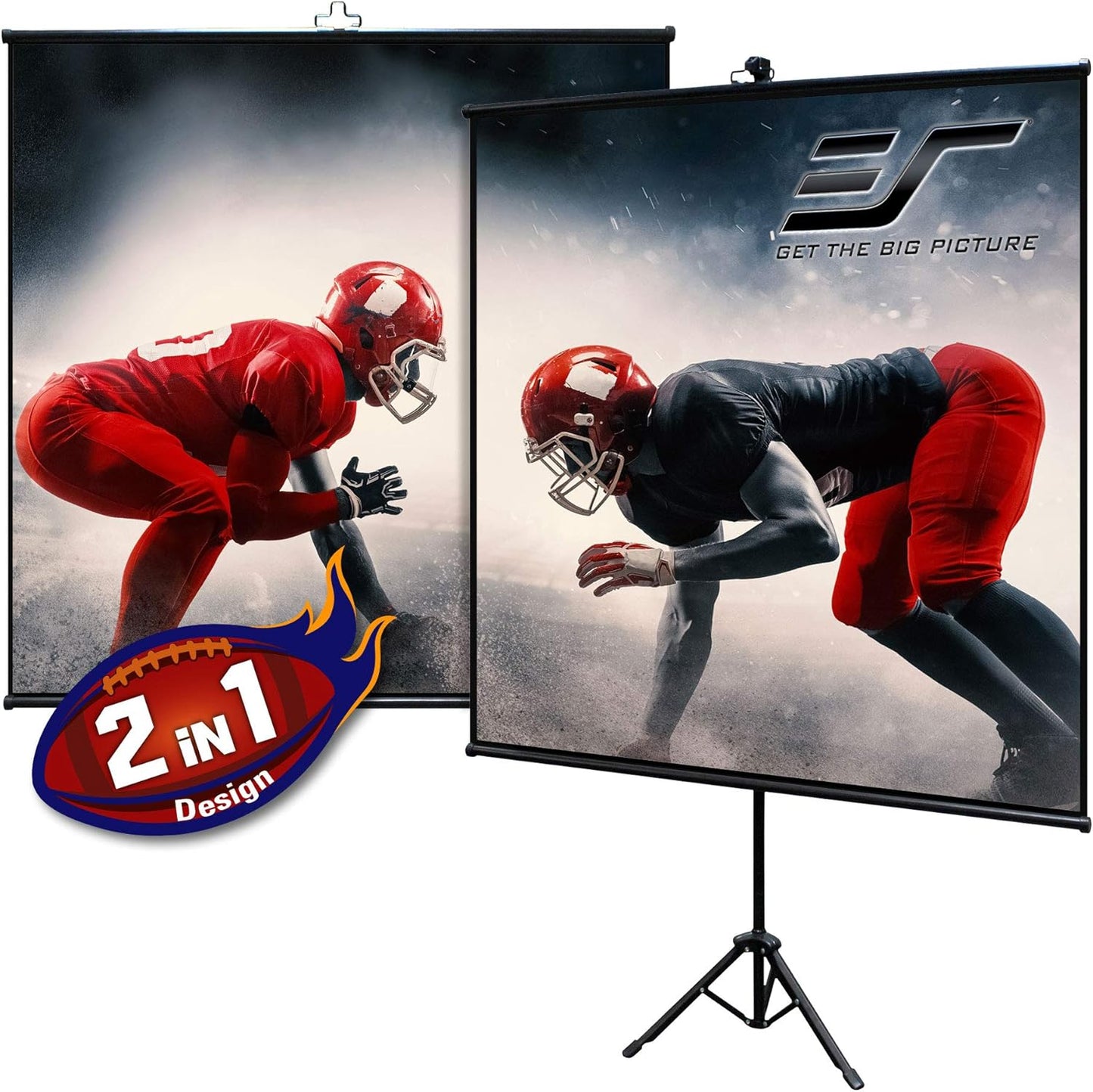 Elite Screens Tripod Lite Wall Series | 2 in 1 Portable Projector Screen Dual Tripod Stand/Wall Mount Indoor/Outdoor 65-INCH, 1:1 w/Carrying Bag | US Based Company 2-Year Warranty - T65SW, Black