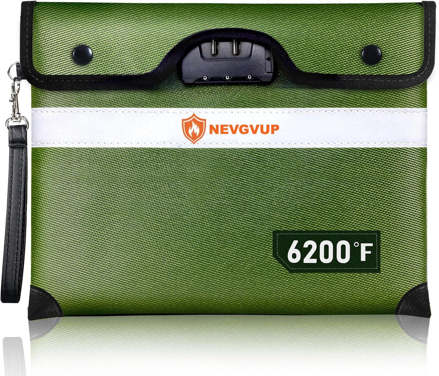 Upgraded 6200°F Fireproof Document Bag with Lock, Fire proof Money Bag for Cash with Zipper/Reflective Strip, 9 Layer of Heat Insulated Material, Water Resistant Fireproof Bags for Documents,Safe Bags