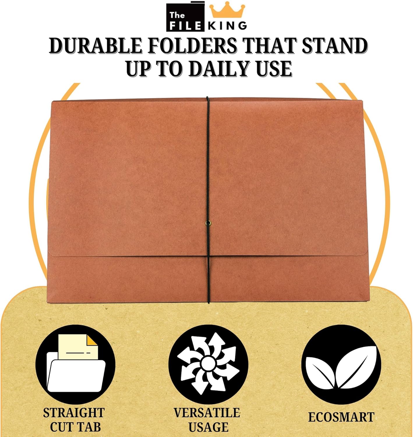 The File King Expanding File Wallet - Legal Size, 50 Redropes | USA Made | 3.5” Expandable File Folders | Redwell Folders Legal Size Wallets | Red Rope Expanding File Folder with Flap & Elastic Cord