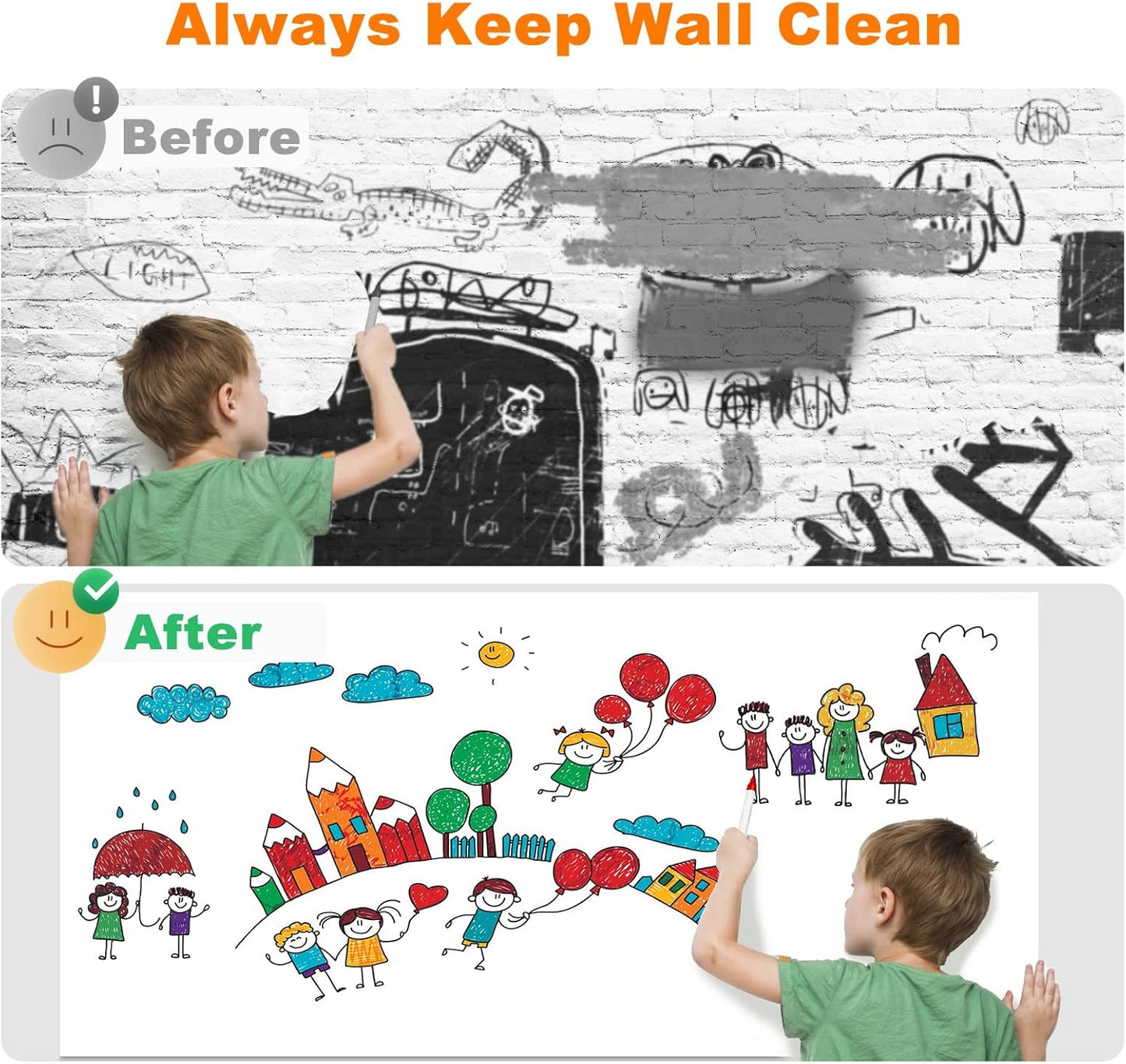 Nortix Whiteboard Wallpaper, Whiteboard Contact Paper, White Board Sticker, Stain-Proof, Super Sticky Peel and Stick Dry Erase Roll for School/Office/Home, 1.45x11ft (1)