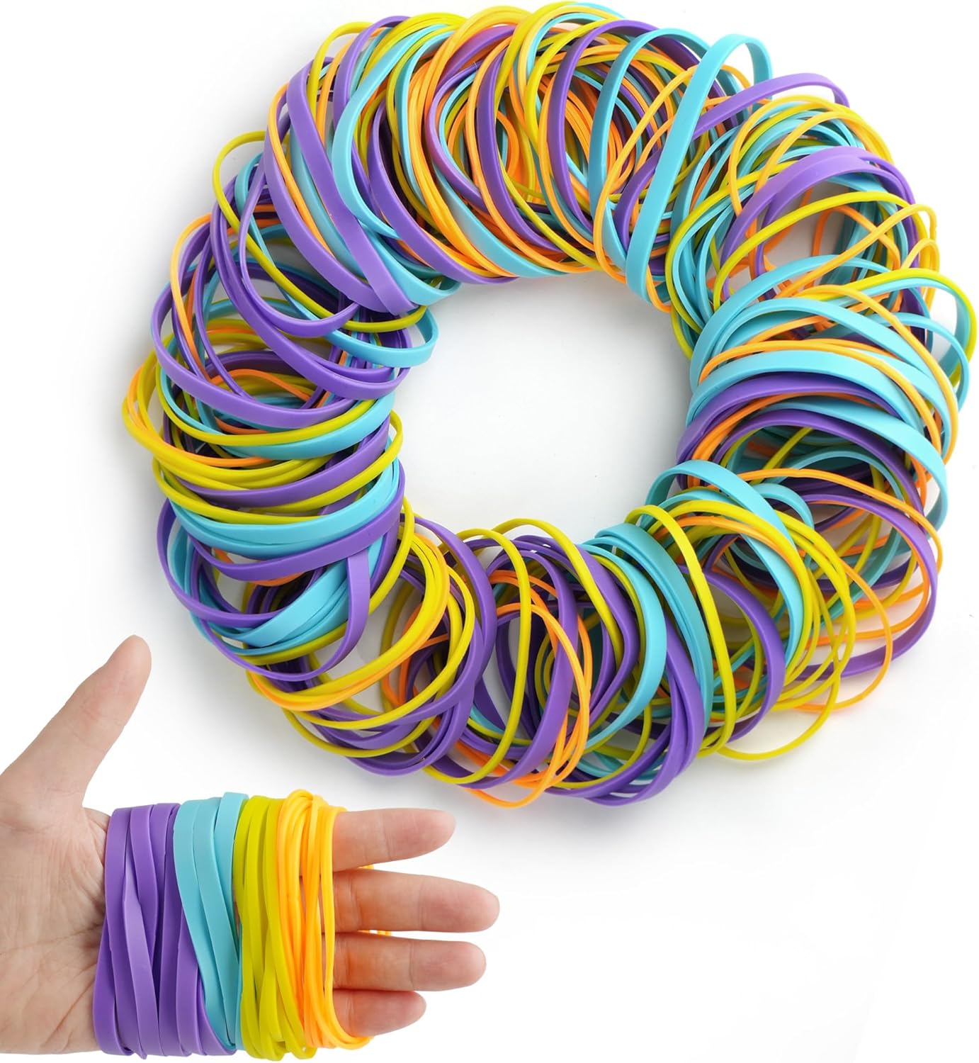 LotFancy Rubber Bands, 1/2 Pound Assorted Size #64#33#19 Colored Rubber Bands Office Supplies