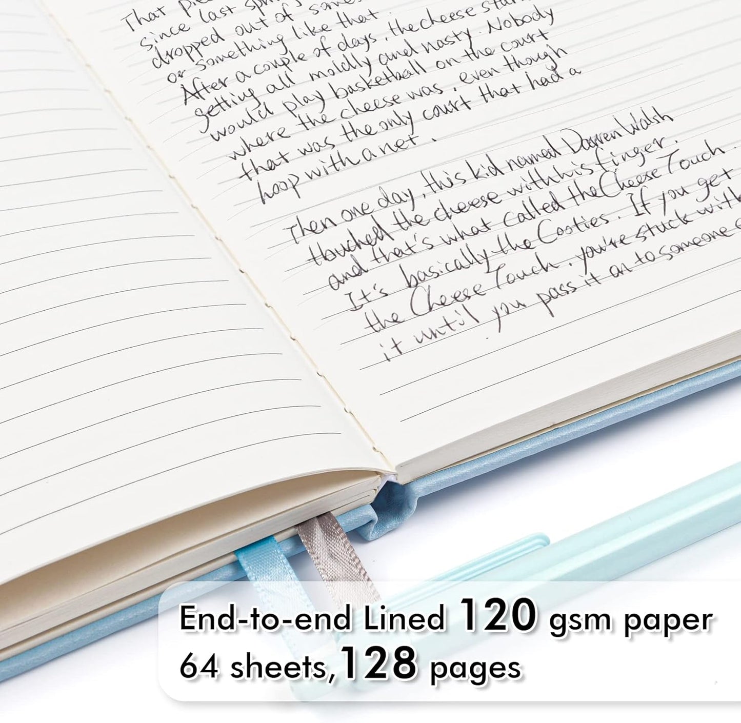 feela 24 Pack Journal Notebook for Work, Business Notebook Bulk Hardcover Lined Writing Journal with Pen Holder for Men Women Note Taking, with 24 Black Pens, 120 GSM, 5.1”x8.3”, A5, Light Blue