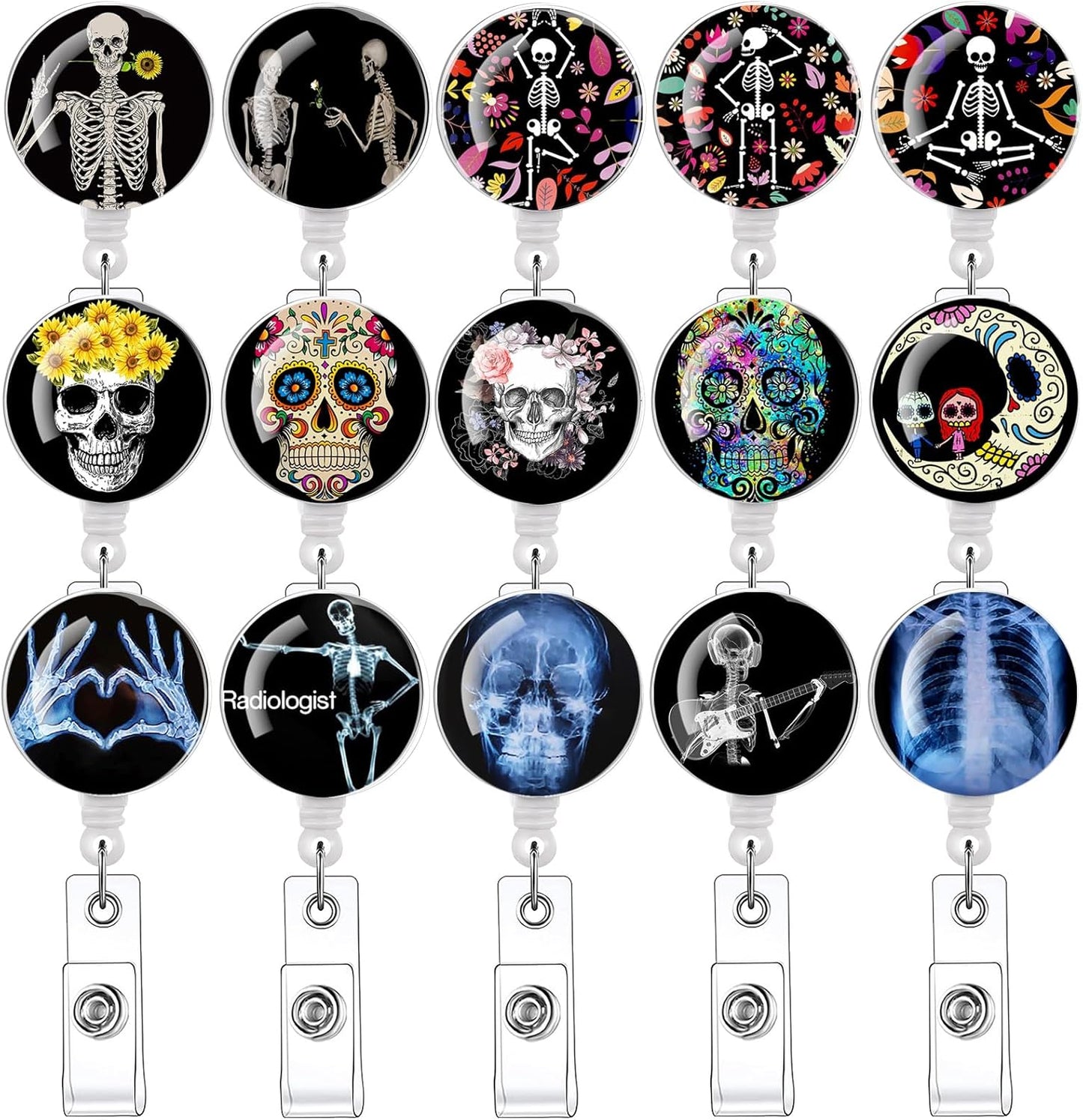 15 Pack Cute Badge Reels Retractable Badge Holders,Id Badge Holder Retractable Clip