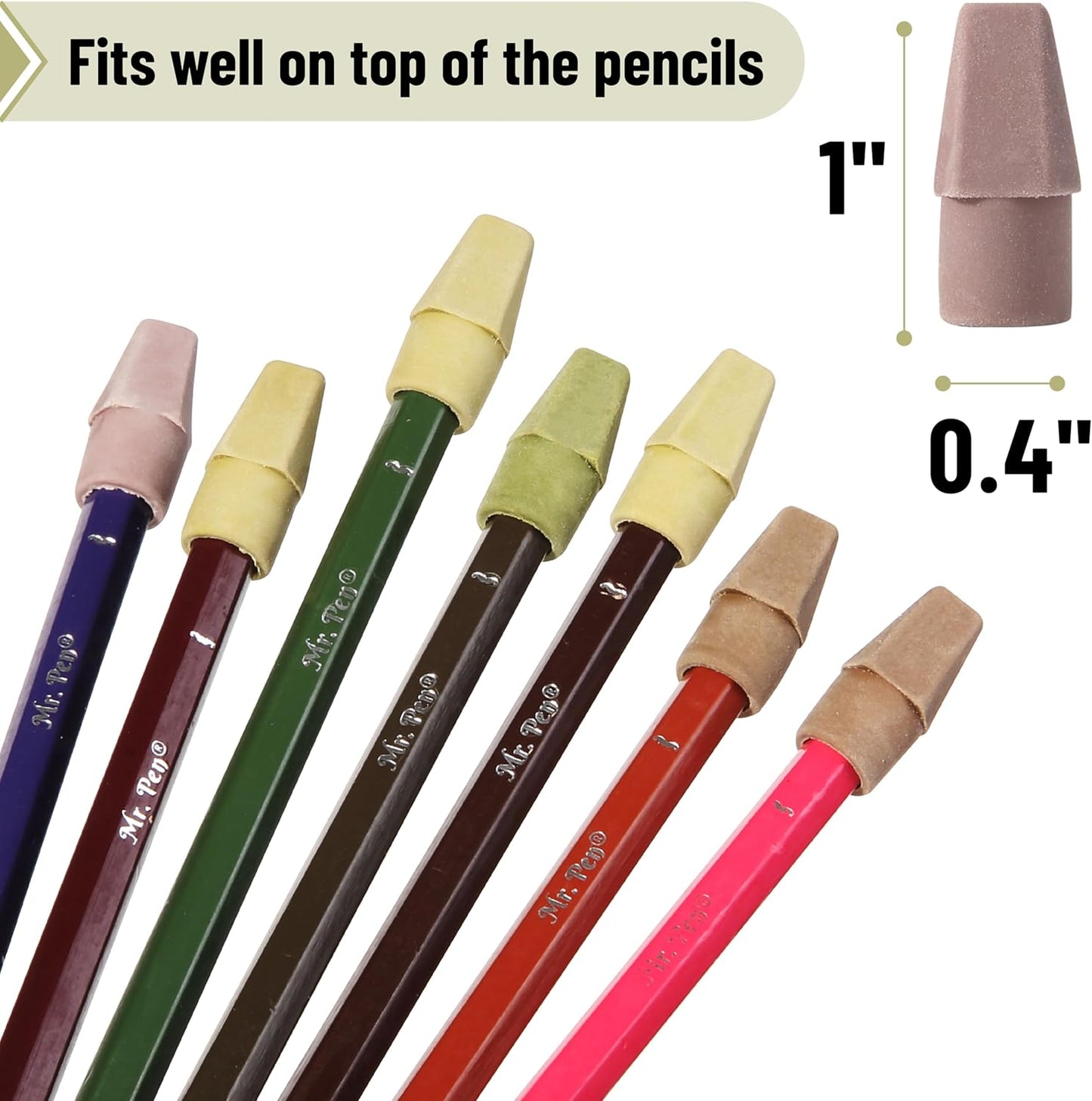 Mr. Pen- Pencil Erasers Toppers, 120 Pack, Colorful, Latex Free, No Smudge, Mr Pen Erasers for Pencils