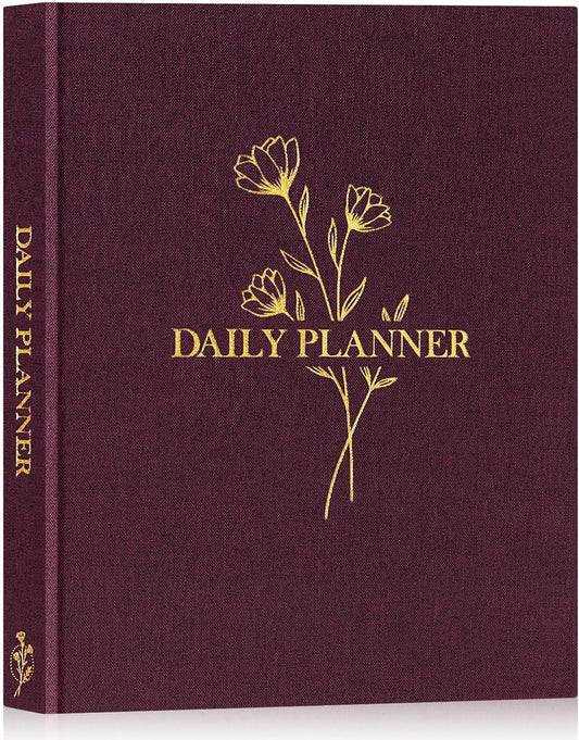 Lanpn Undated Daily Planner Hourly Schedule Notebook, 196 Pages 2 Page per Day To Do List Notebook Notepad Appointment Work Planner, Hardcover Daily Journal Organizer Book For Women 7.7" x 9.3" Purple