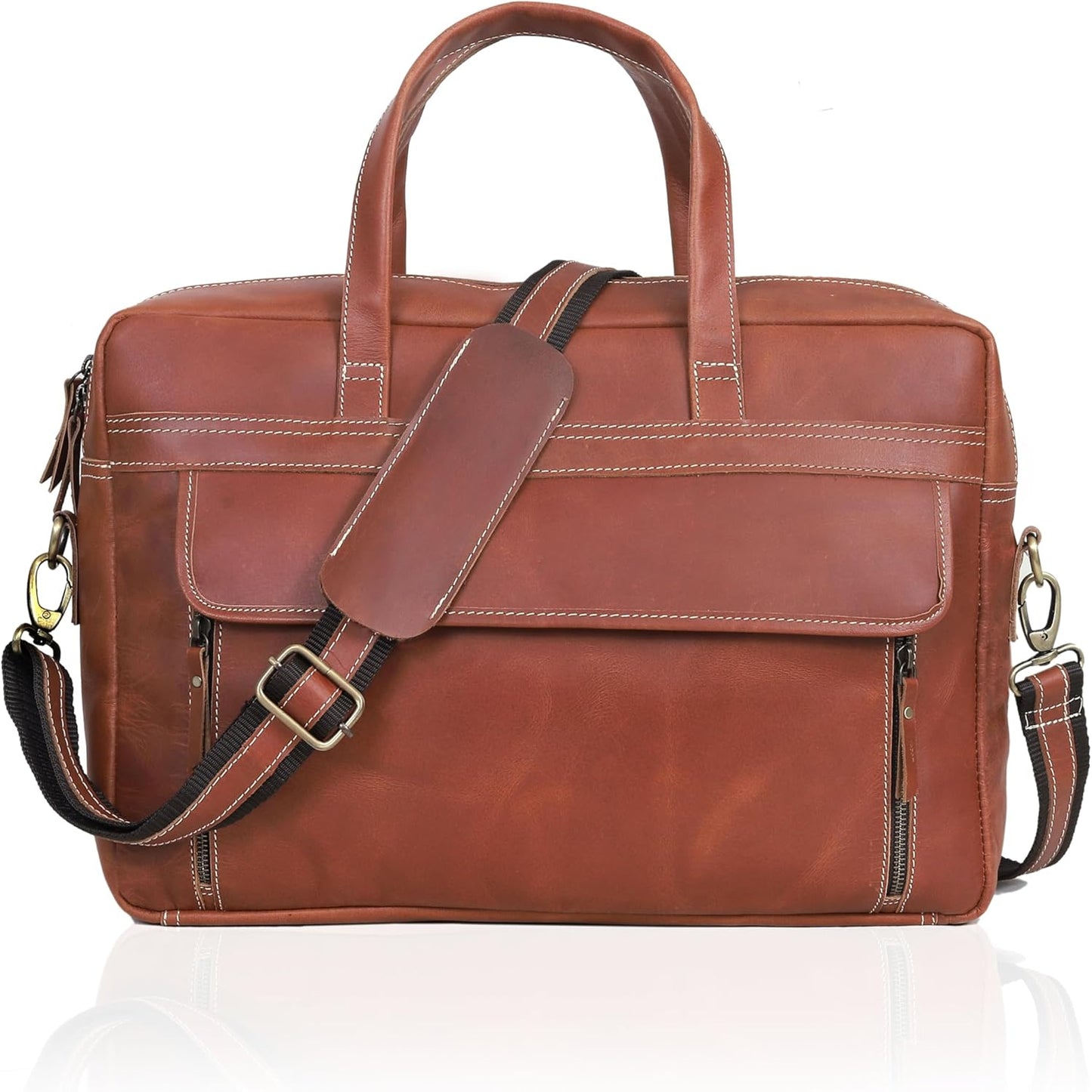 Full Grain italian Leather Briefcase for Men Top Choice Gifts Handcrafted Laptop Bag with Multiple Compartments