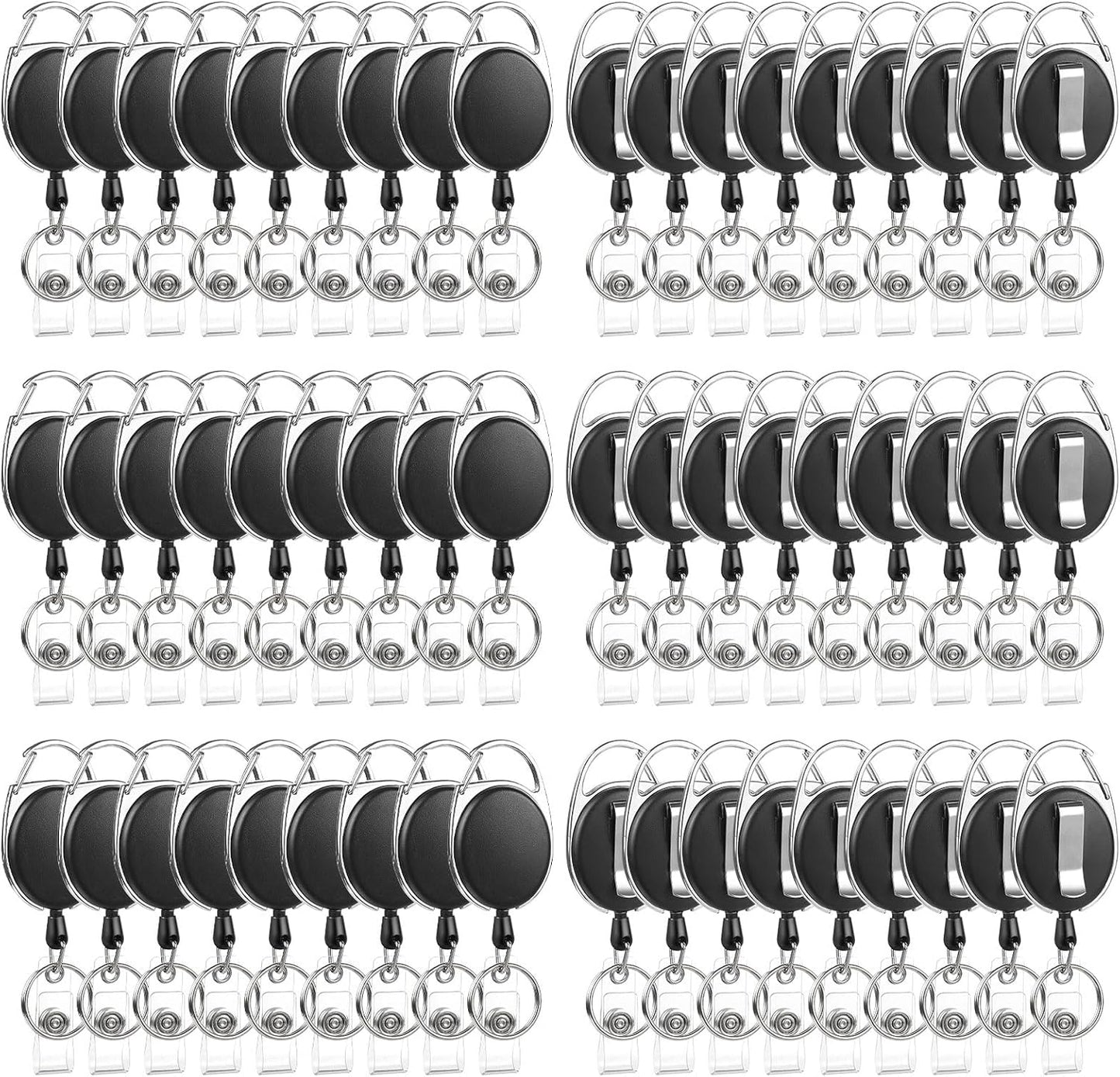 80 Pack Badge Reels Retractable ID Badge Holder with Carabiner Heavy Duty Badge Reel Clip and Key Chain for Work Office