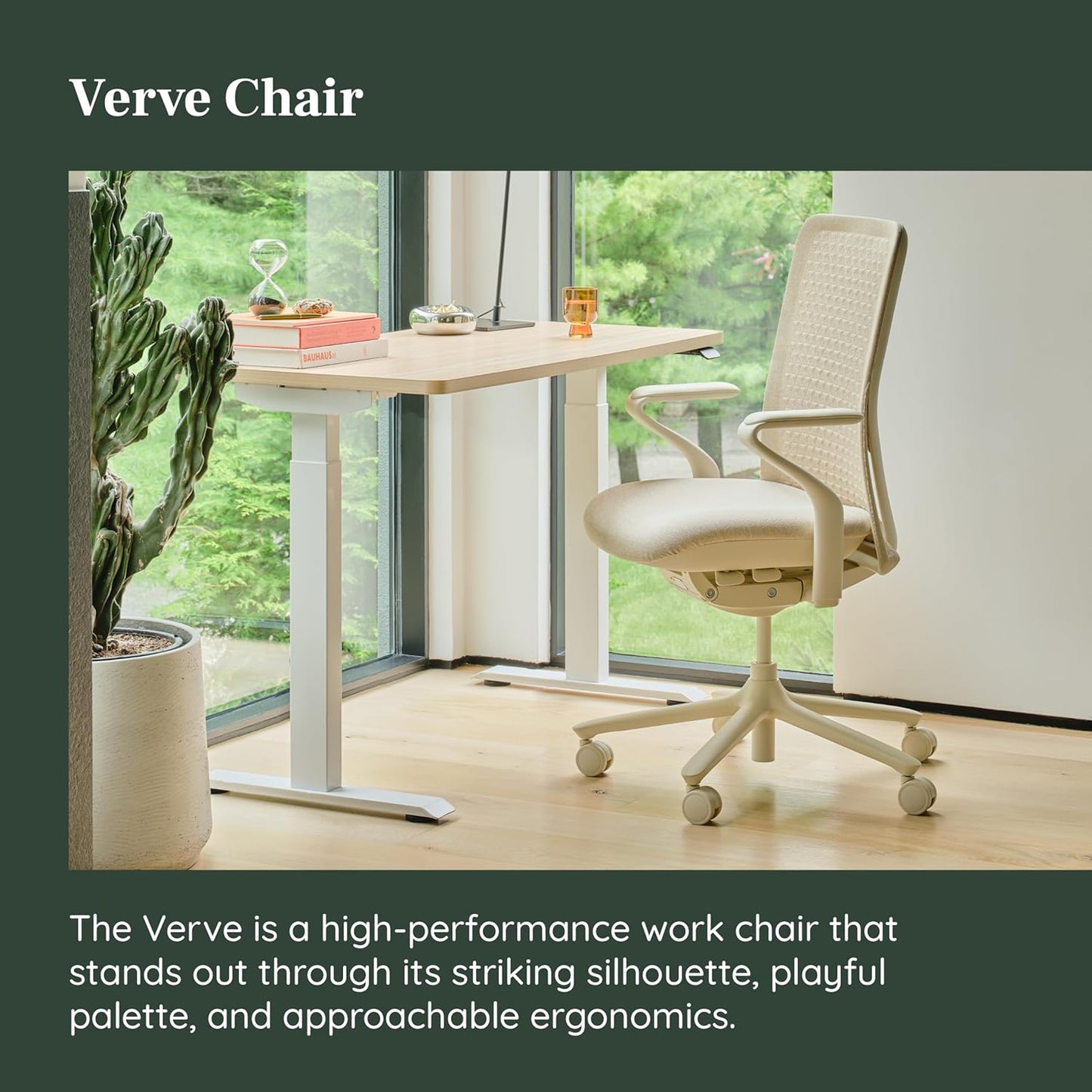 Branch Verve Chair - High Performance Executive Office Chair with Contoured Seat Back and Adjustable Lumbar Rest - High Density Foam Cushion with Aluminum Base - Up to 275 lbs - Wheat