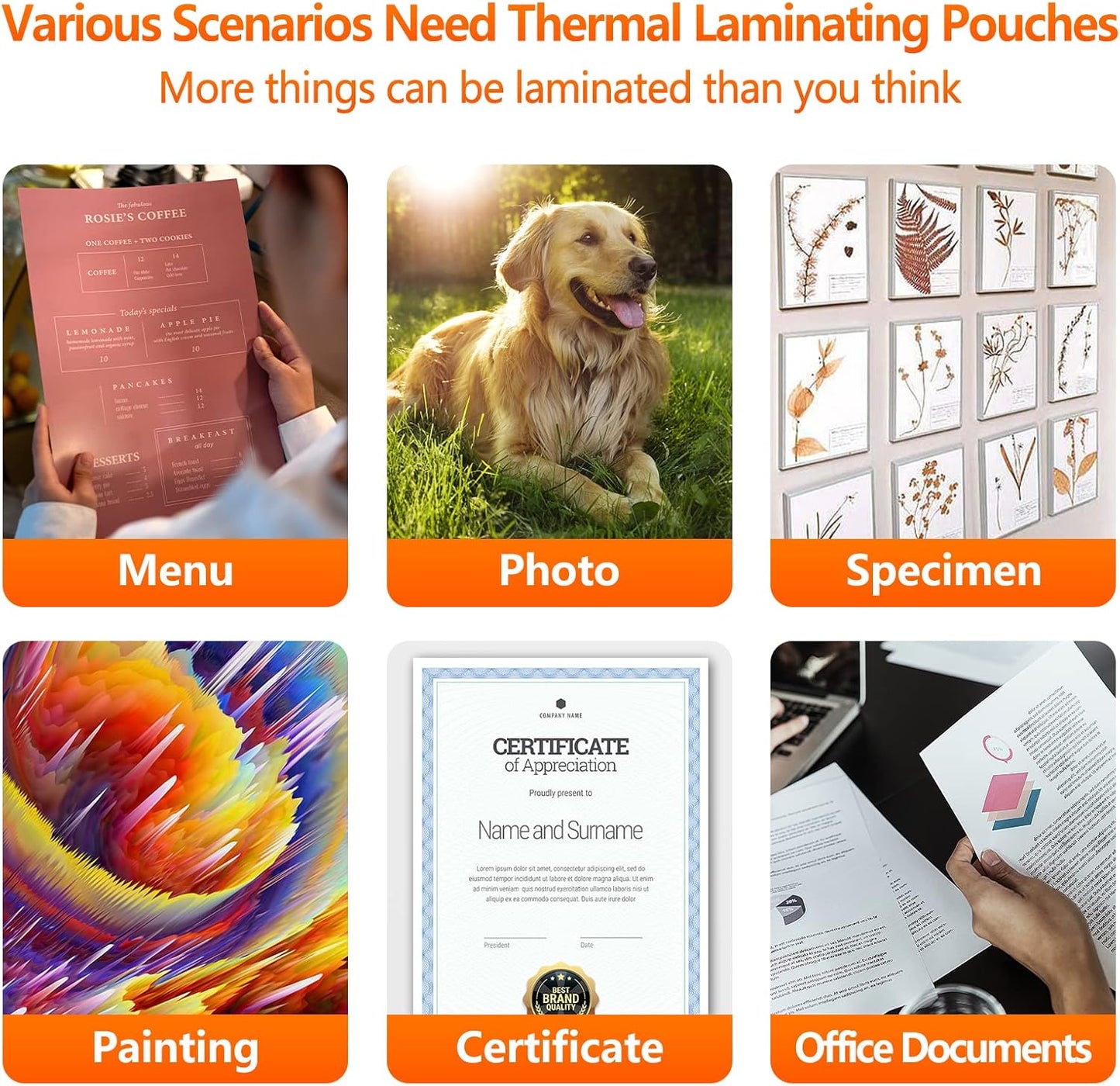 Thermal Laminating Pouches, 9 x 11.5 Inches Laminating Sheets, 3 mil Thick Laminate Sheets, 100 Pack,Clear