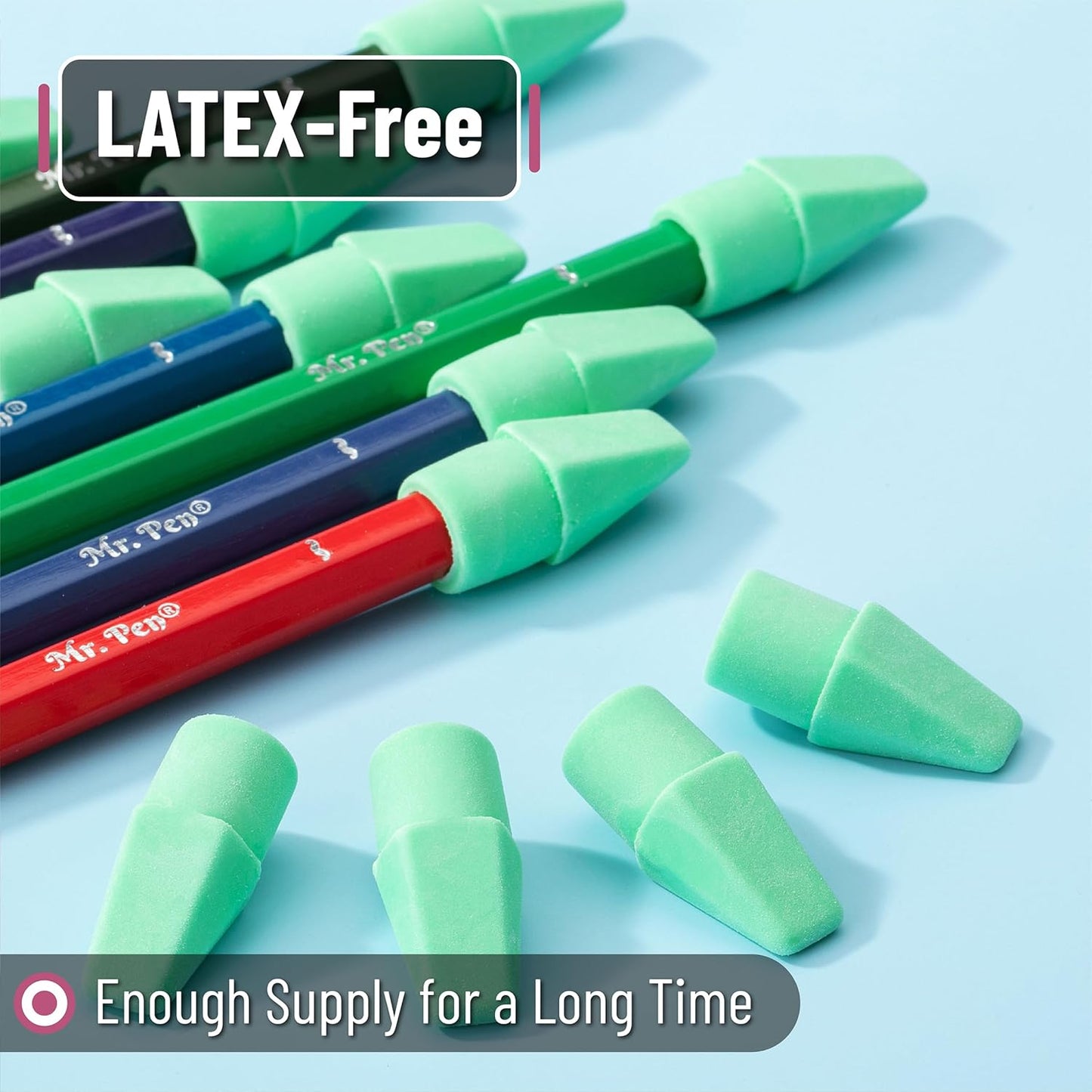 Mr. Pen- Pencil Erasers Toppers, 120 Pack, Green, Erasers for Pencils, Pencil Top Erasers, Pencil Eraser, Back to School Supplies