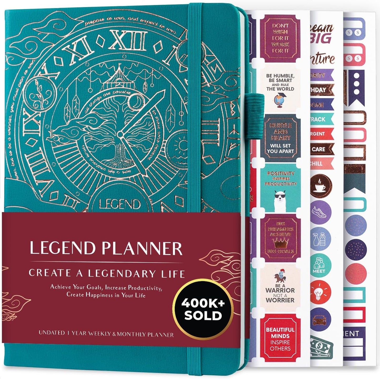 Legend Planner – Weekly & Monthly Life Planner to Hit Your Goals & Live Happier. Organizer Notebook & Productivity Journal. A5 (Viridian Green)
