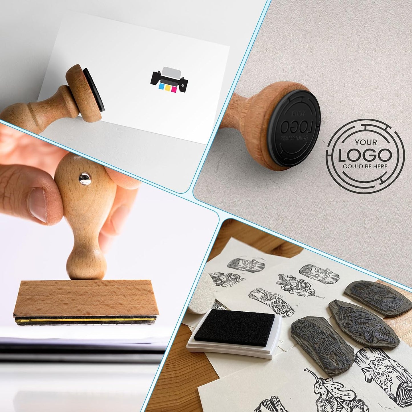 PATIKIL 3"x2" Large Stamp Pad, 2Pcs Washable Craft Ink Pad for Rubber Stamp Card Making Stamping Scrapbook Fingerprint Handprint, Light Green/Black