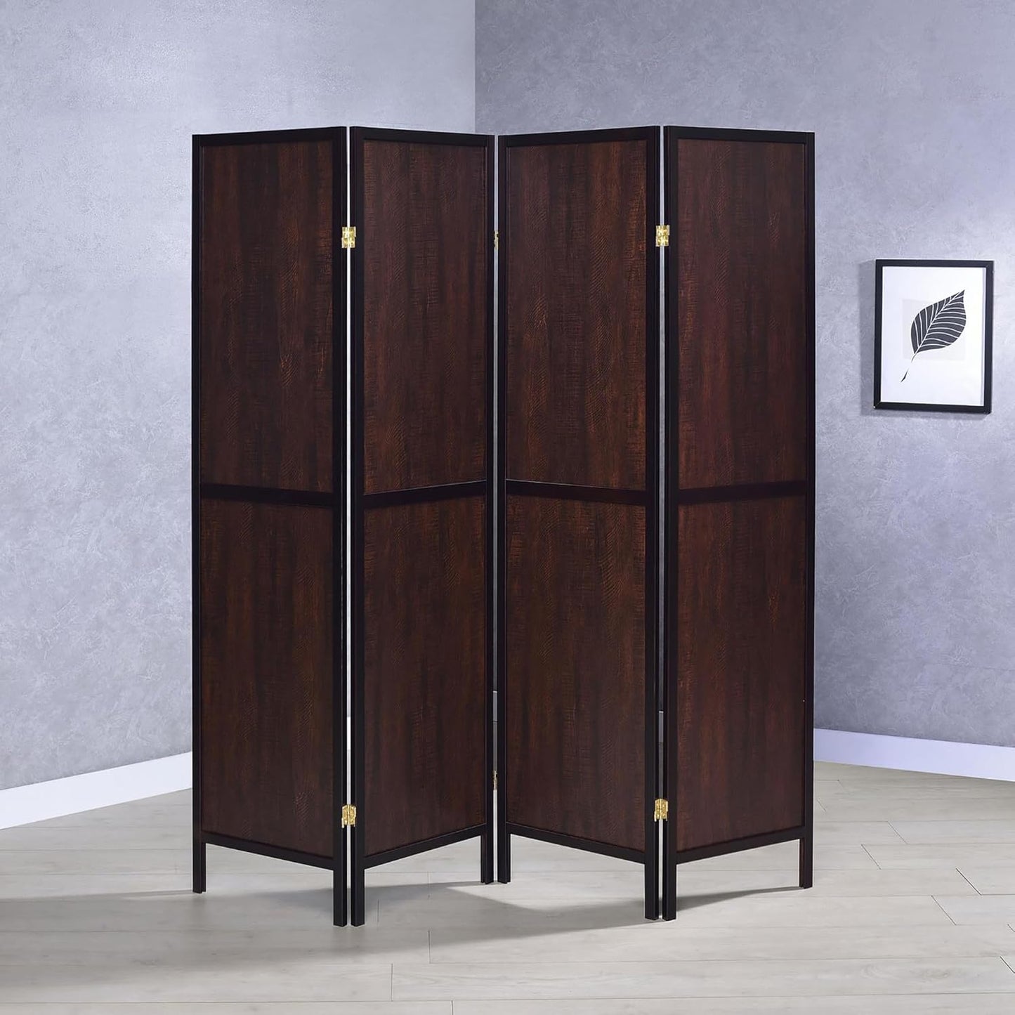 NicBex Room Divider 4 Panel Room Dividers with Sleek Legs Partition Room Dividers and Folding Privacy Screens Wall Divider for Home, Office, Room Separation,69.5"W x 0.75"D x 70.25"H, Rustic Tobacco